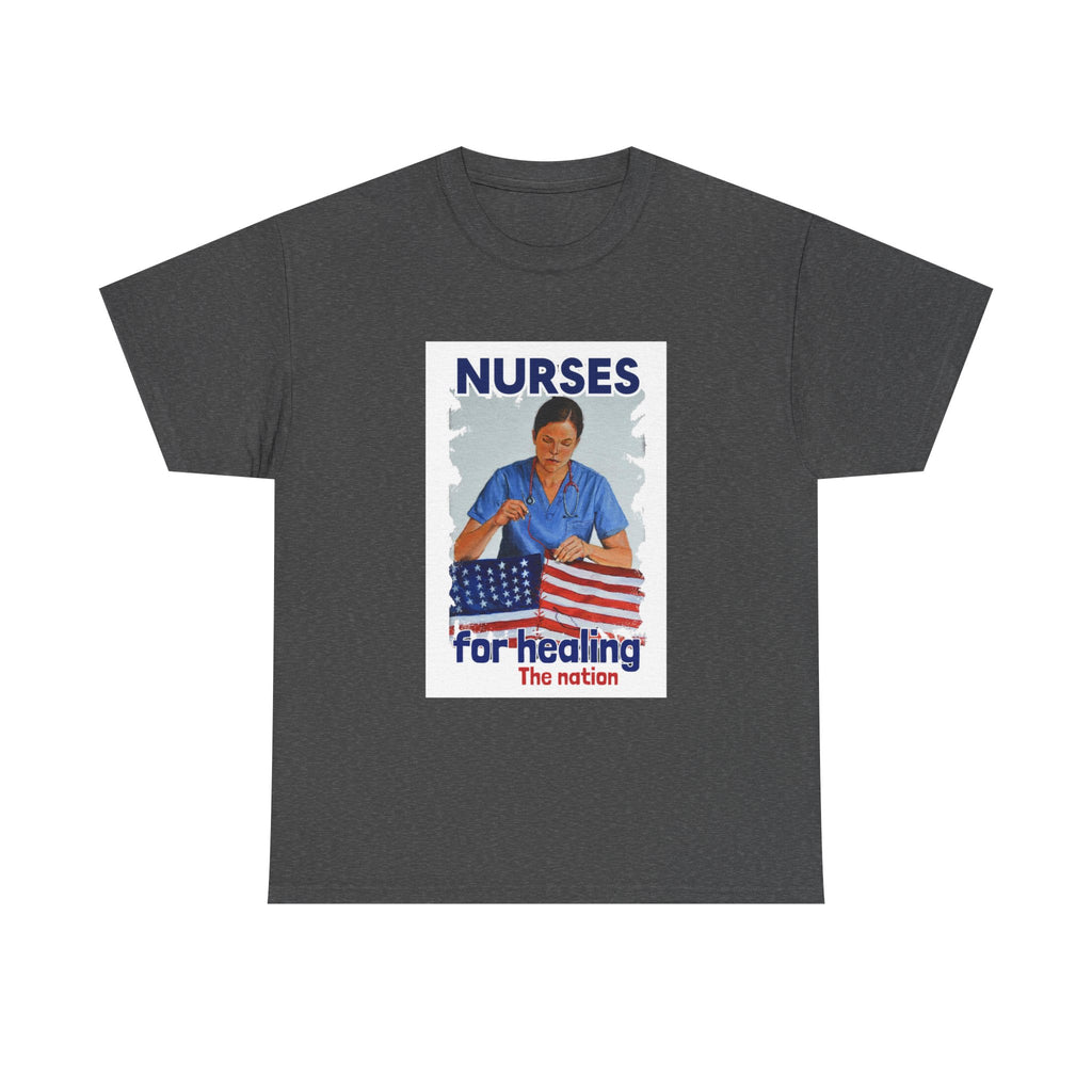Unisex Medium fabric Cotton Tee - Nurses For Healing The Nation (front) - Nurses Standing Up For Humanity (back) - 100% cotton - NFH-T-G5000