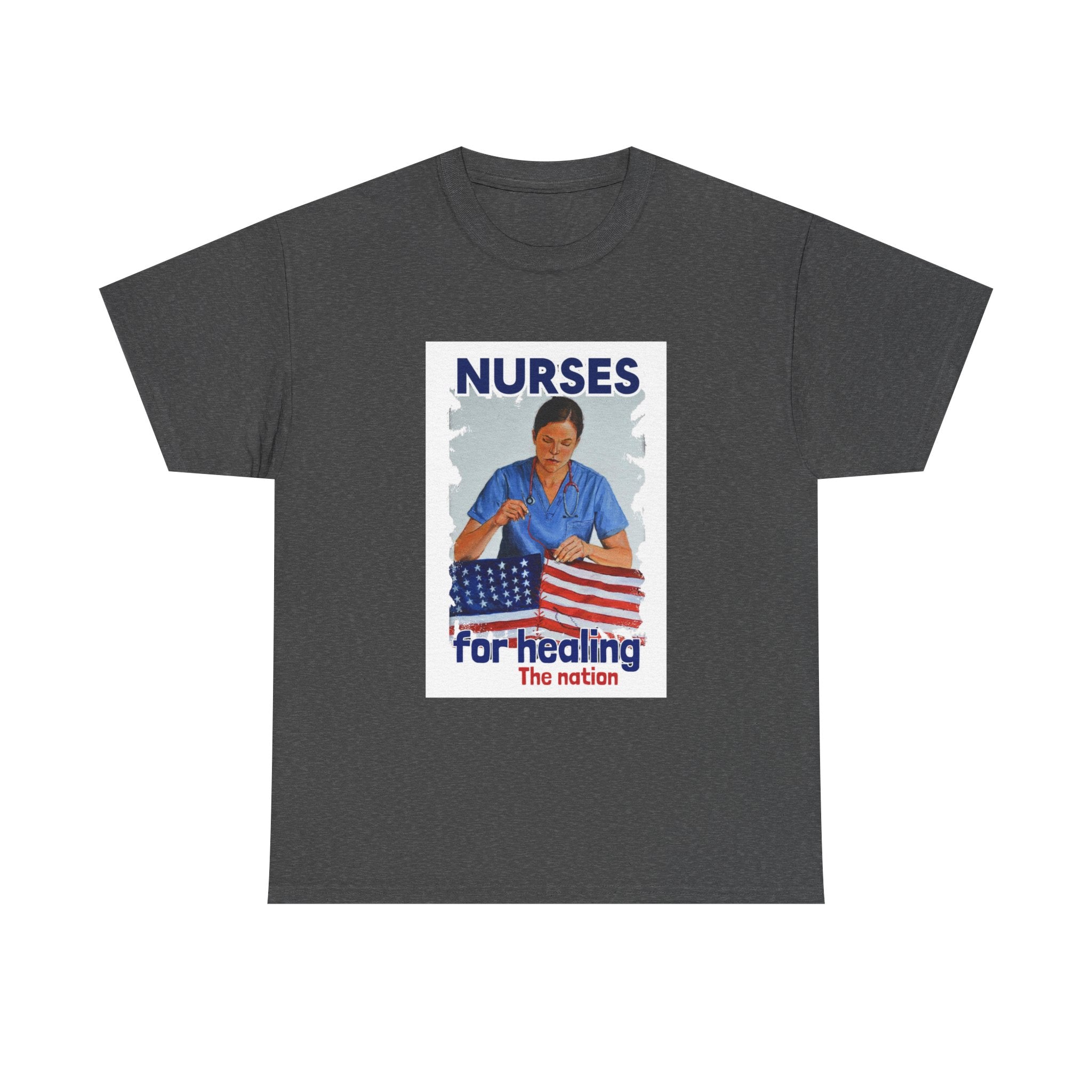 Unisex Medium fabric Cotton Tee - Nurses For Healing The Nation (front) - Nurses Standing Up For Humanity (back) - 100% cotton - NFH-T-G5000