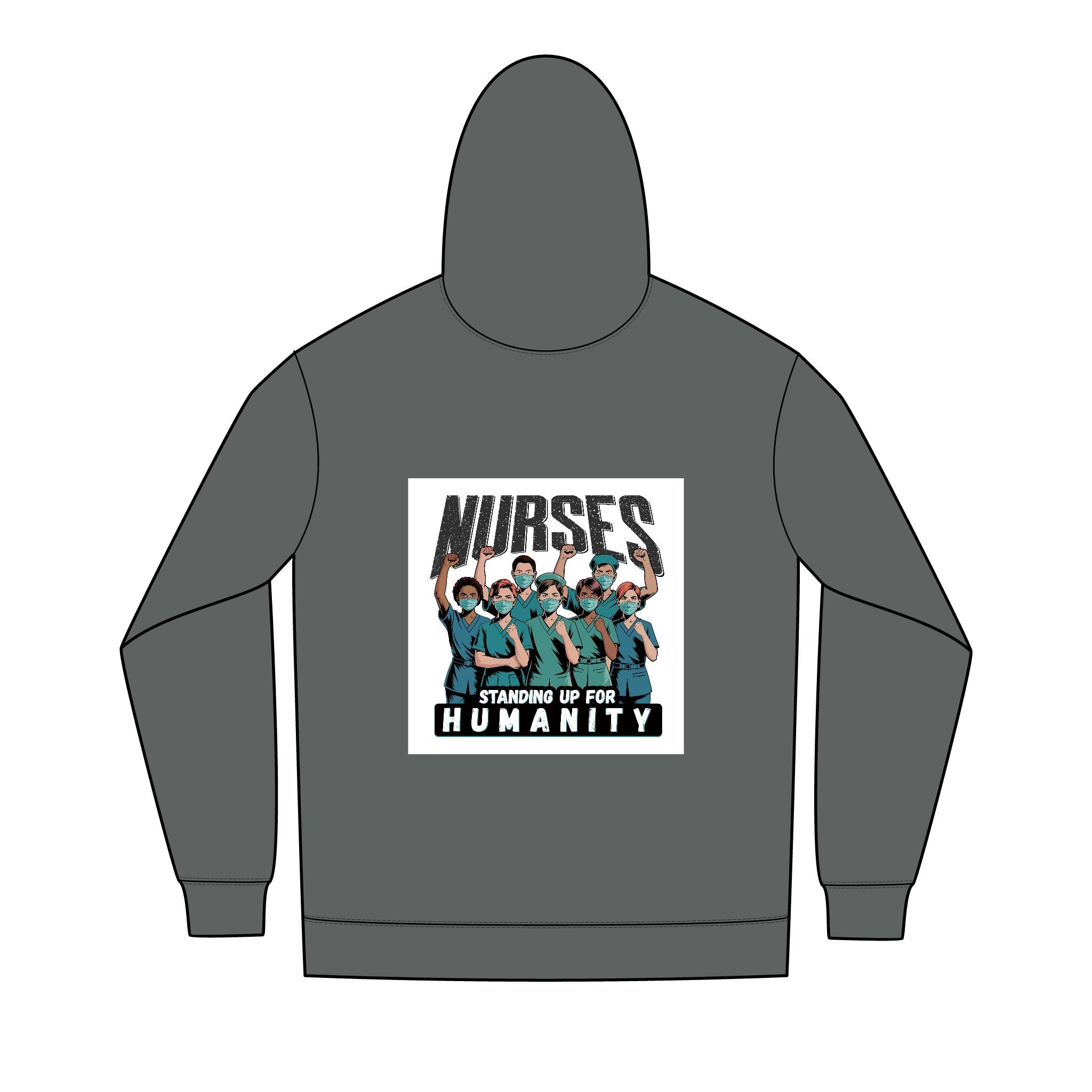 Men's Medium-heavy fabric Full-Zip Hoodie - Nurses For Healing The Nation (front) -  Nurses Standing Up For humanity (back) - 60% recycled cotton, 40% recycled polyester - NFH-Z-DT8102