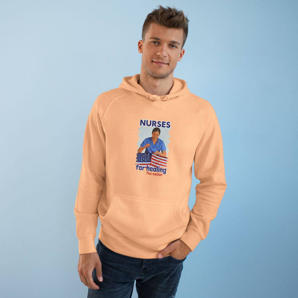 Unisex Mid-weight Hoodie - Nurses For Healing The Nation (front) - Nurses Standing Up For Humanity (back) - 80% cotton, 20% Polyester - NFH-H-AC5101