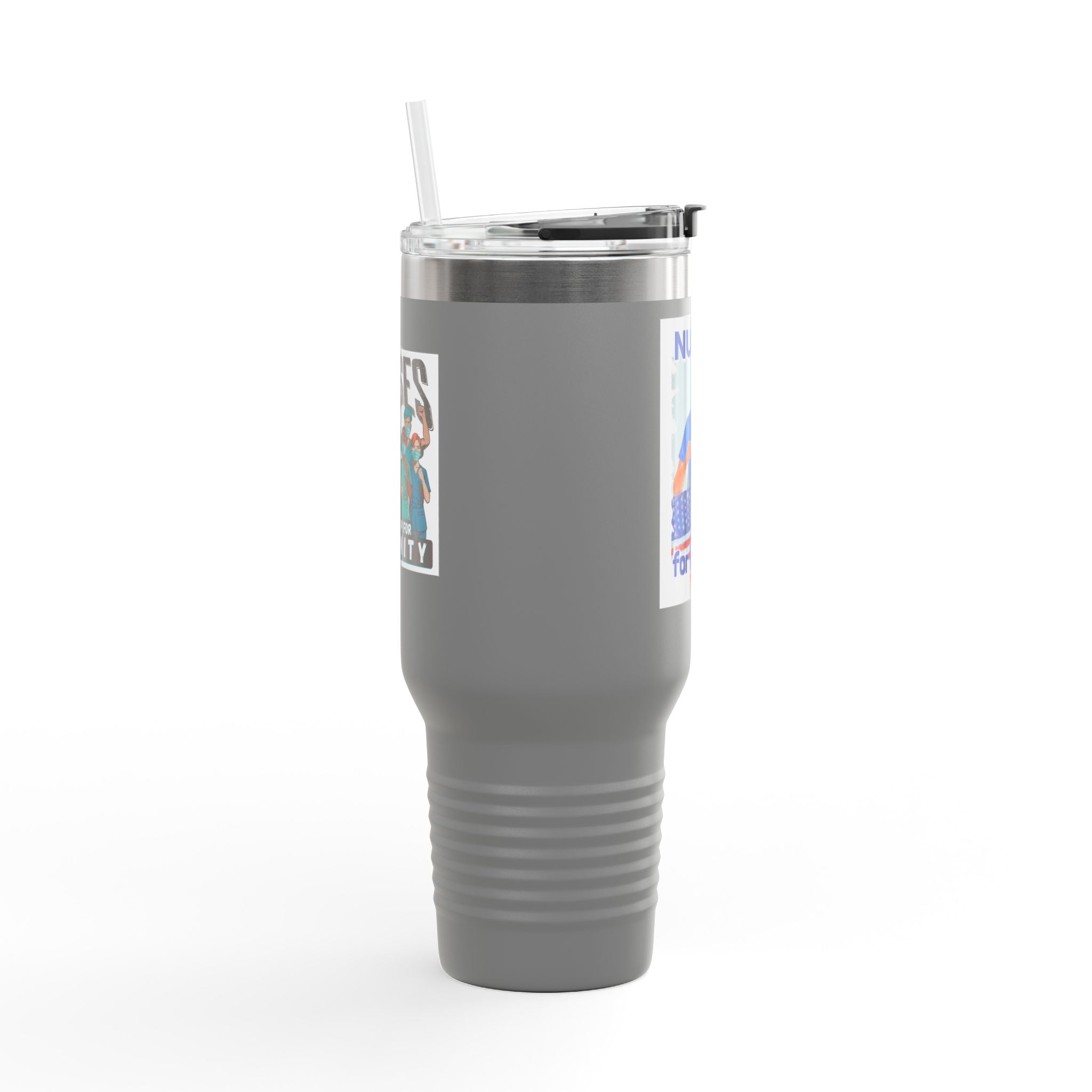 Travel Mug - Nurses For Healing The Nation (front) - Nurses Standing Up For Humanity (back) - 100% stainless steel (body) - NFH-TM-40oz