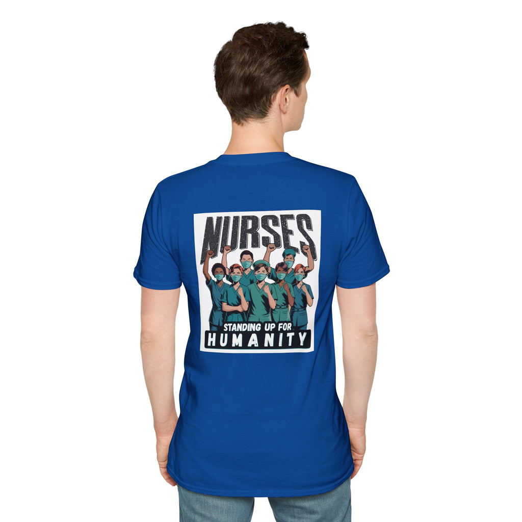 Unisex Lightweight fabric T-Shirt - Nurses For Healing The Nation (front) - Nurses Standing Up For Humanity (back) - 100% ring-spun cotton - NFH-T-G64000