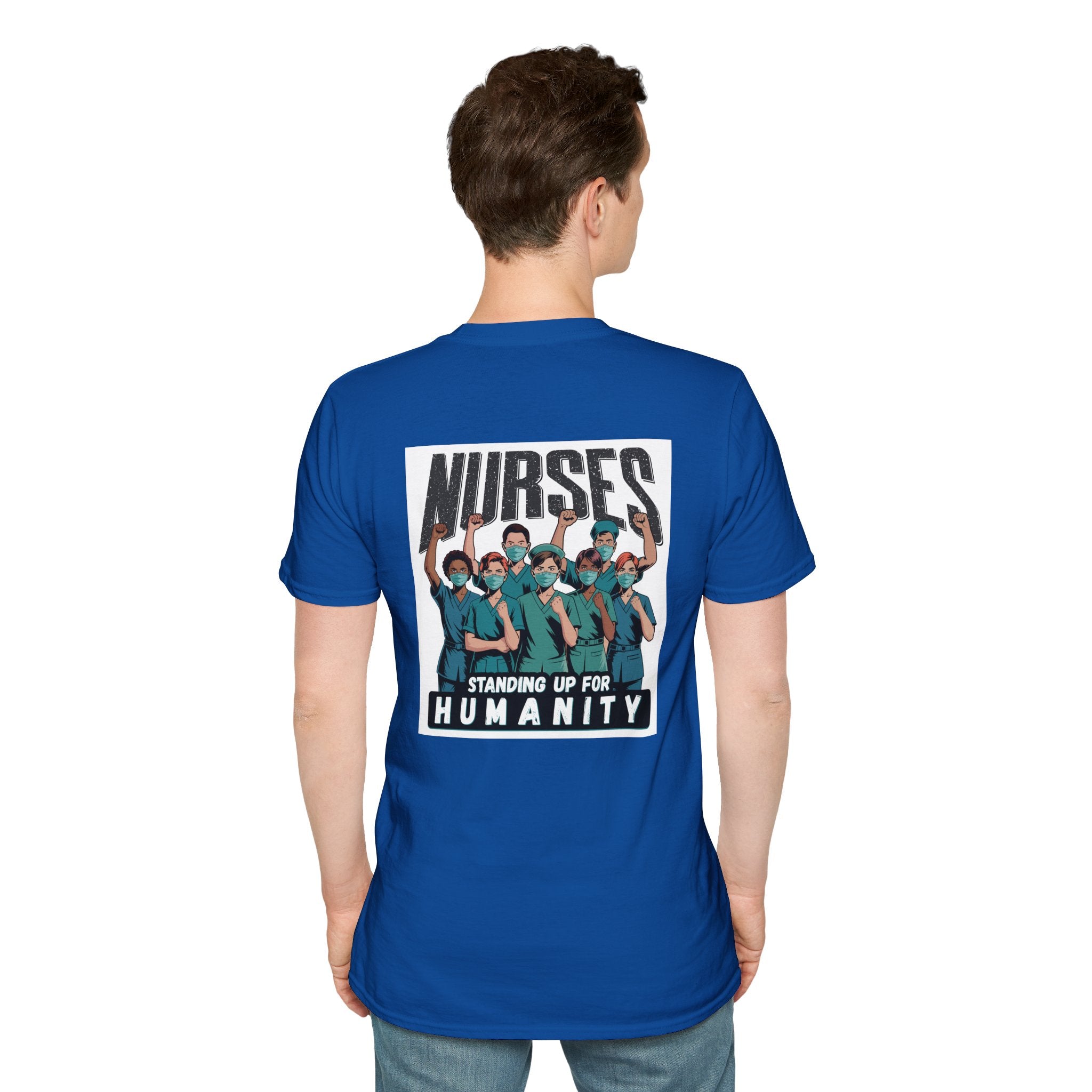 Unisex Lightweight fabric T-Shirt - Nurses For Healing The Nation (front) - Nurses Standing Up For Humanity (back) - 100% ring-spun cotton - NFH-T-G64000