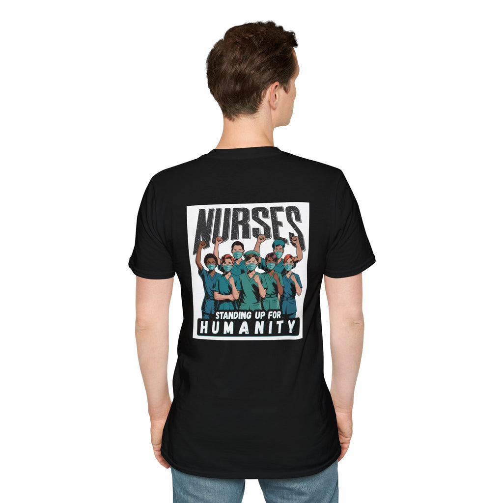 Unisex Lightweight fabric T-Shirt - Nurses For Healing The Nation (front) - Nurses Standing Up For Humanity (back) - 100% ring-spun cotton - NFH-T-G64000
