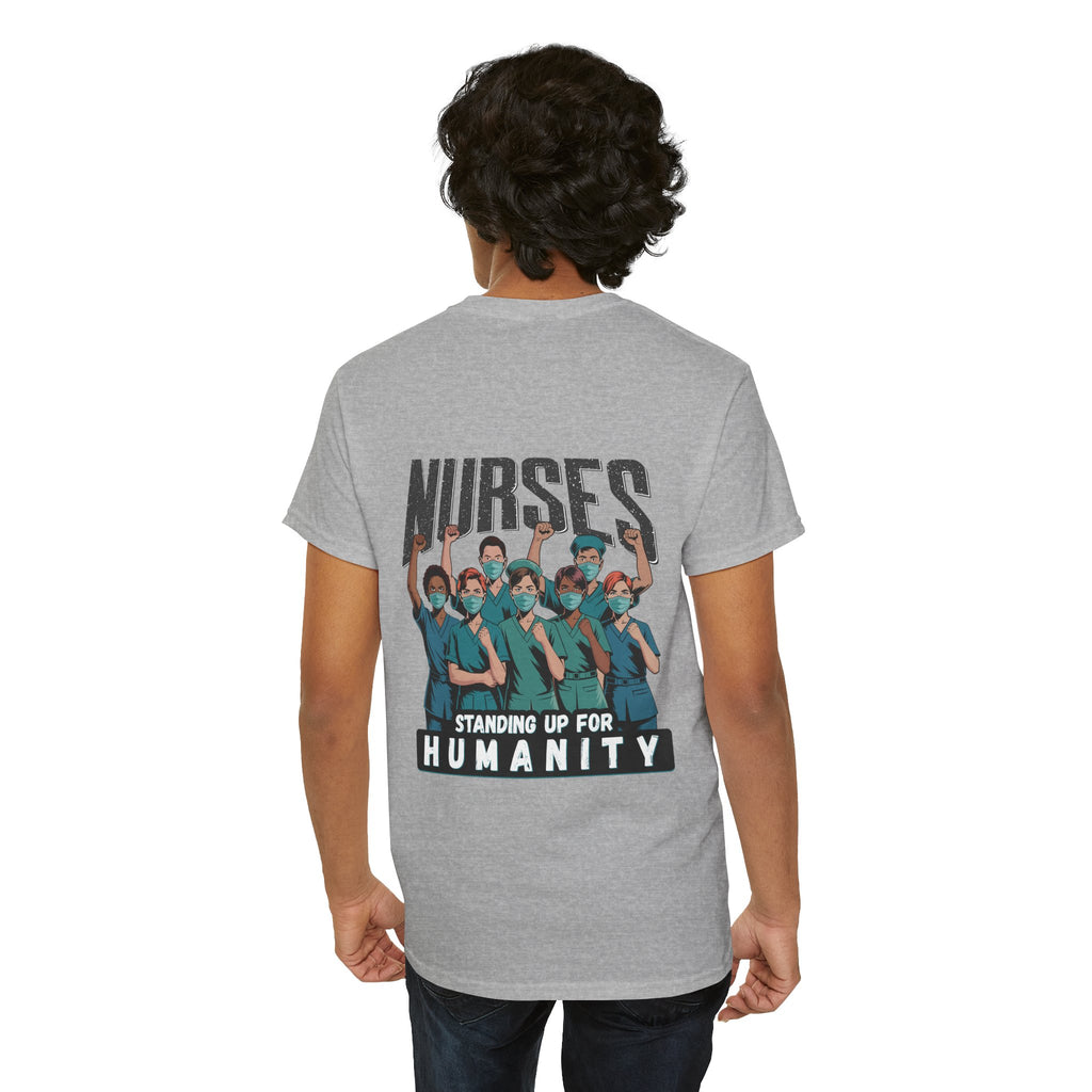 Unisex Medium fabric Cotton Tee - Nurses For Healing The Nation (front) - Nurses Standing Up For Humanity (back) - 100% cotton - NFH-T-G5000