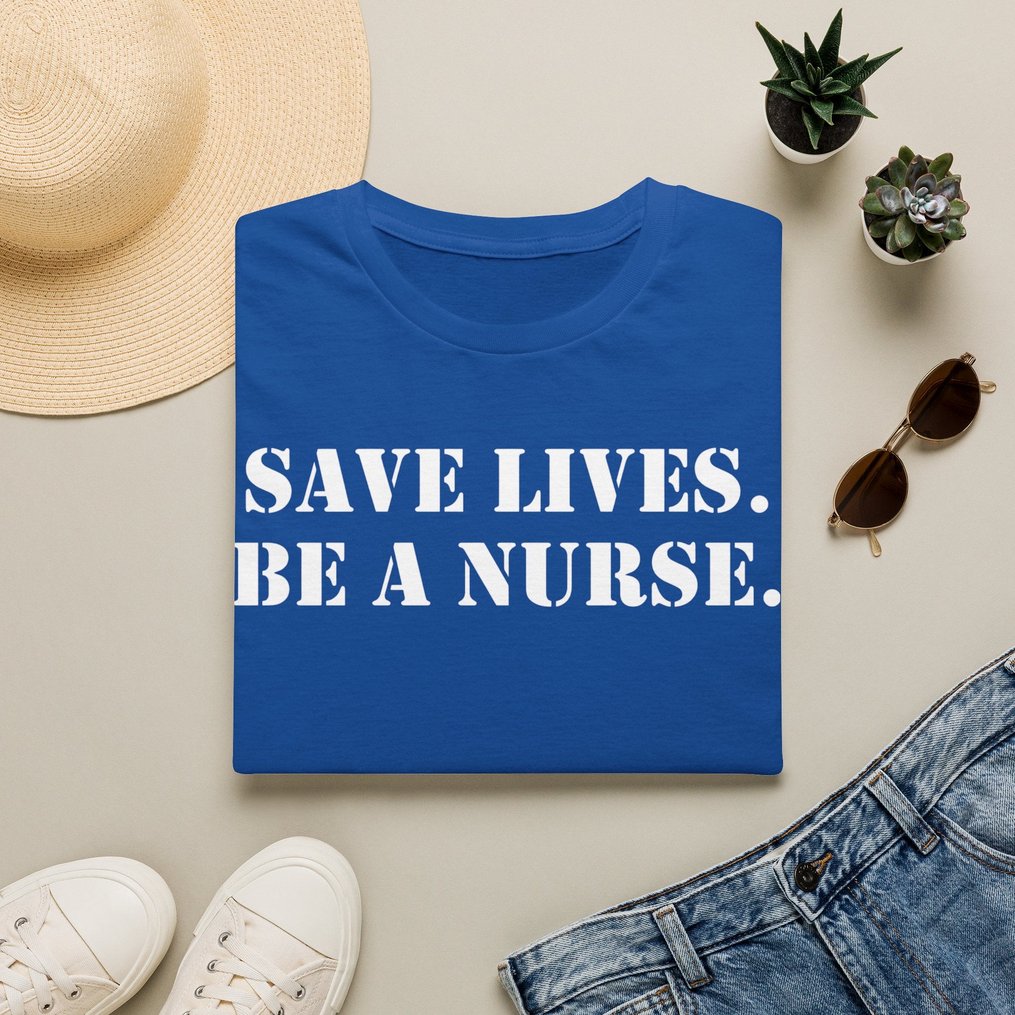 Unisex Lightweight fabric T-Shirt - Save Life Be a Nurse (front) - Who advocates? Who defends? Who protects? Who educates? Who intervenes? Who cares? (back) - 100% ring-spun cotton - SLBN-T-G64000