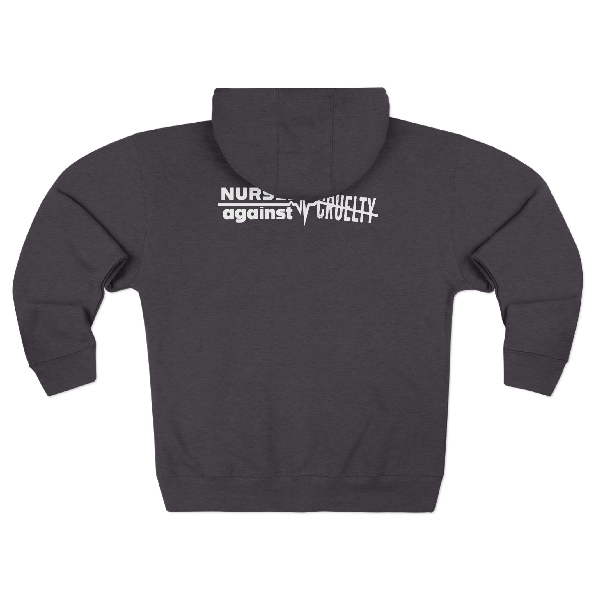 Men's Medium-heavy fabric Full-Zip Hoodie - Nurses Against Fascism (front) - Nurses Against Cruelty (black) - 60% recycled cotton, 40% recycled polyester - Lane Seven LS14003