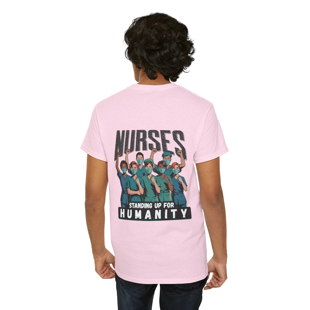 Unisex Medium fabric Cotton Tee - Nurses For Healing The Nation (front) - Nurses Standing Up For Humanity (back) - 100% cotton - NFH-T-G5000