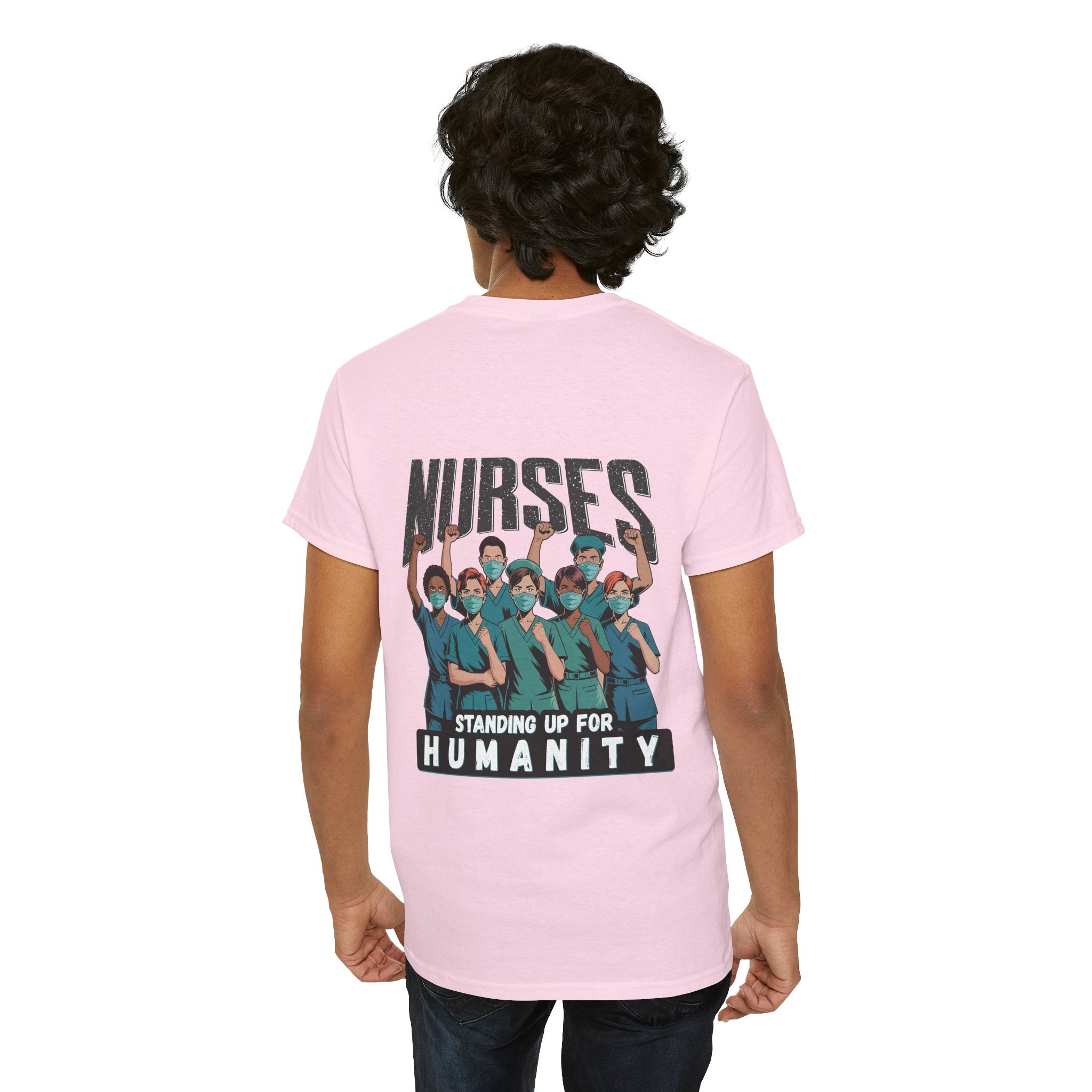 Unisex Medium fabric Cotton Tee - Nurses For Healing The Nation (front) - Nurses Standing Up For Humanity (back) - 100% cotton - NFH-T-G5000