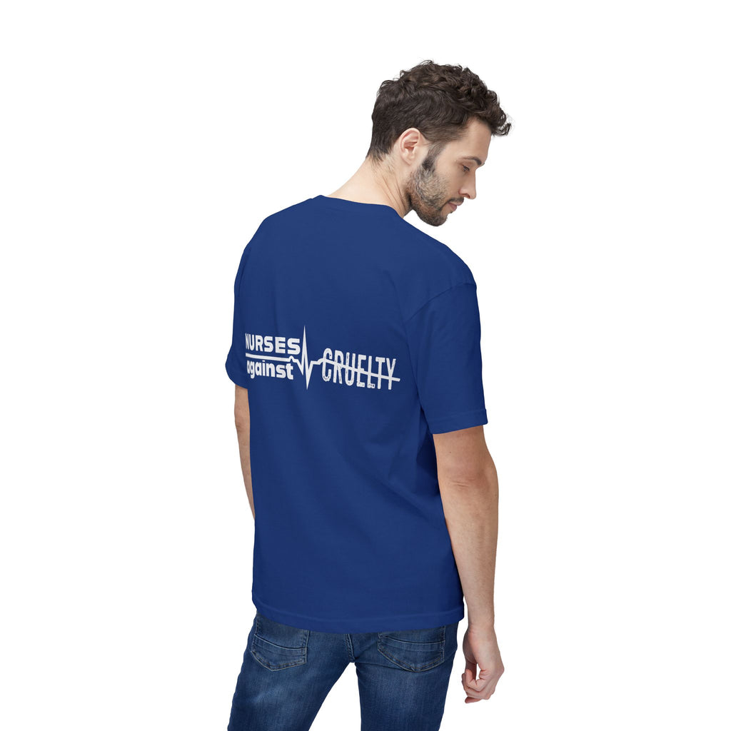 Unisex Midweight T-shirt, Nurses Against Fascism (front) - Nurses Against Cruelty (back) - 100% Polyster - NAF-T-BS5040