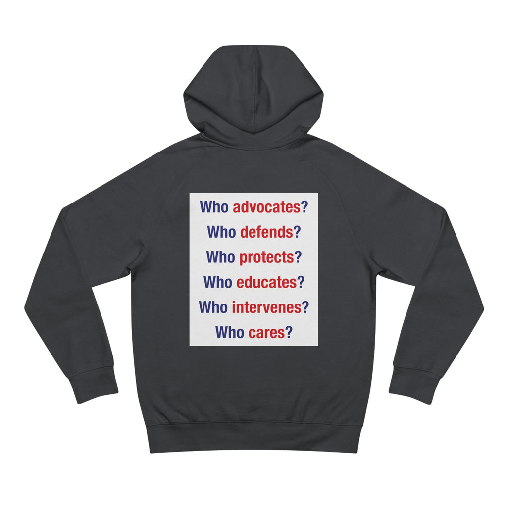 Unisex Mid-weight Hoodie - Save Lives Be A Nurse (front) - Who Advocates? Who Defend? (back) - 80% cotton, 20% Polyester - SLA-H-AC5101