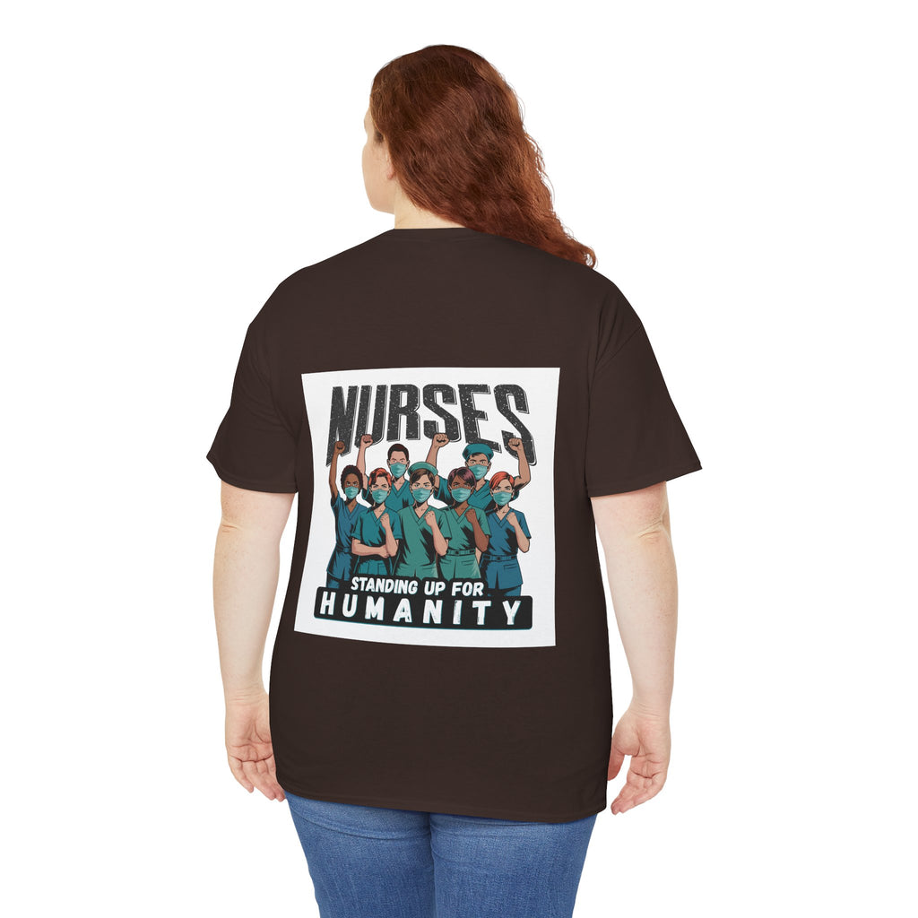 Unisex Medium fabric Cotton Tee - Nurses For Healing The Nation (front) - Nurses Standing Up For Humanity (back) - 100% cotton - NFH-T-G5000