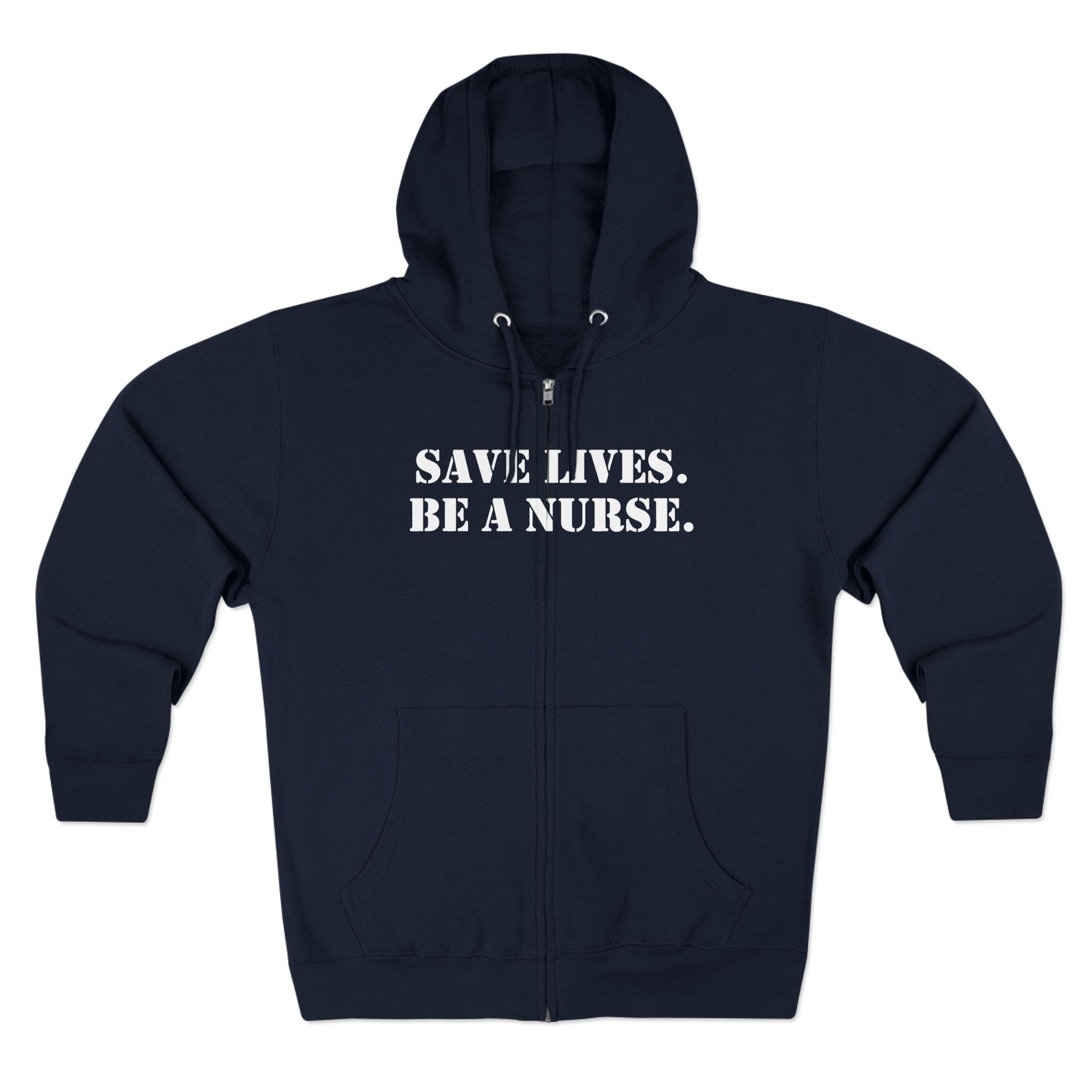 Men's District® Medium-heavy fabric Full-Zip Hoodie - Save Lives Be A Nurse (front) - Not Your Mom (back) - 60% recycled cotton, 40% recycled polyester -Lane Seven LS14003