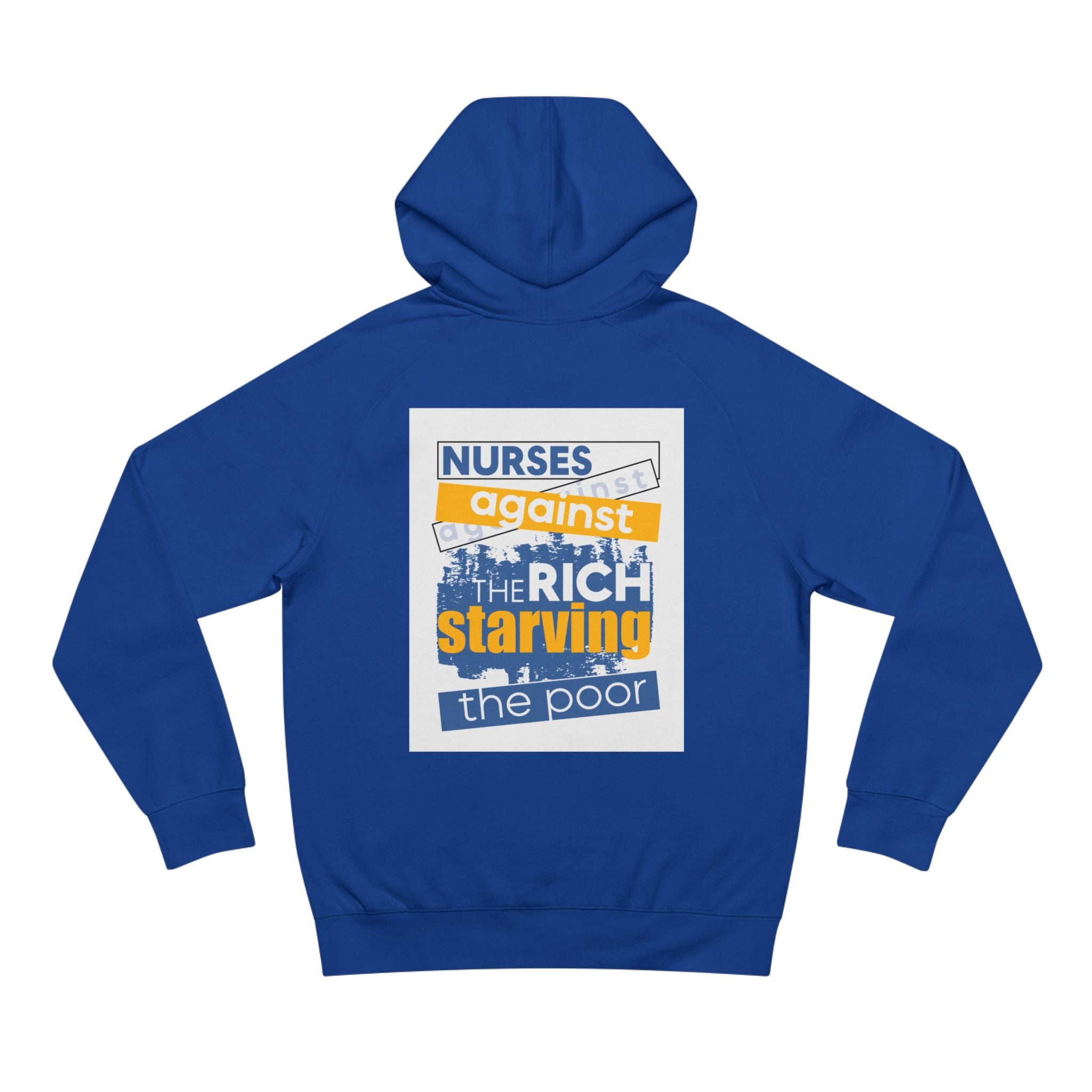 Unisex Mid-weight Hoodie - Free School Lunches For All (front) - Nurses Against The Rich Starving The Poor (back) - 80% cotton, 20% Polyester - NAH-H-AC5101