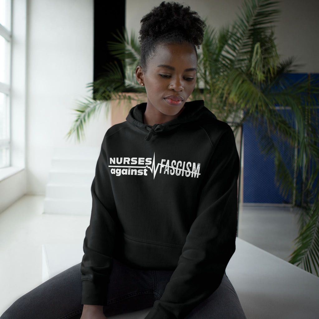 Unisex Mid-weight Hoodie - Nurses Against Fascism (front) - Nurses Against Cruelty (back) - 80% cotton, 20% polyester - NAF-H-AC5101
