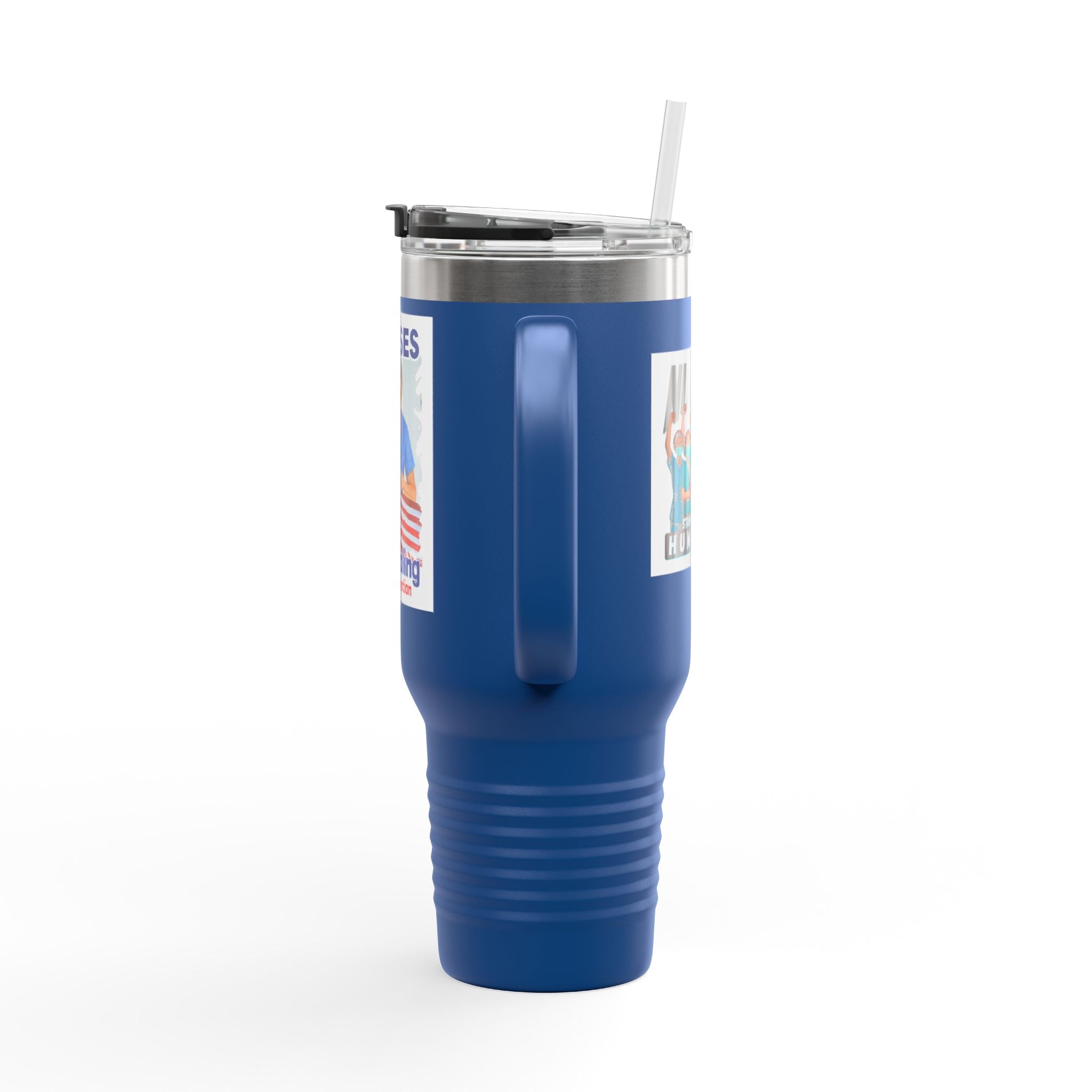 Travel Mug - Nurses For Healing The Nation (front) - Nurses Standing Up For Humanity (back) - 100% stainless steel (body) - NFH-TM-40oz