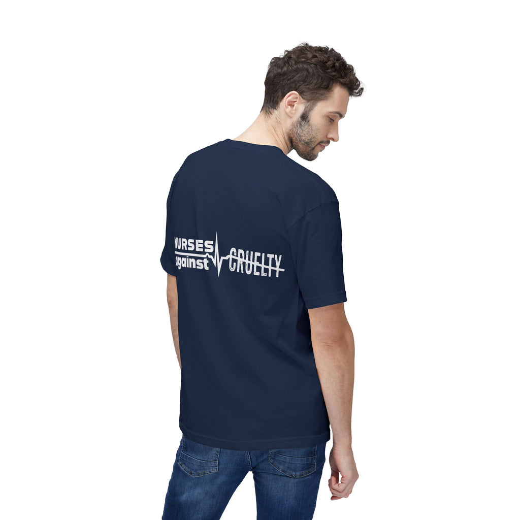 Unisex Midweight T-shirt, Nurses Against Fascism (front) - Nurses Against Cruelty (back) - 100% Polyster - NAF-T-BS5040