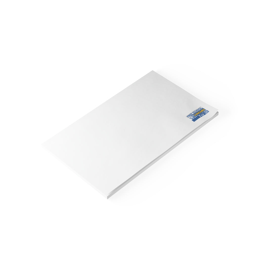Post-it® Note Pads - Free School Lunches For All (front) - 75.2 gsm white uncoated paper - NAH-NP-3M