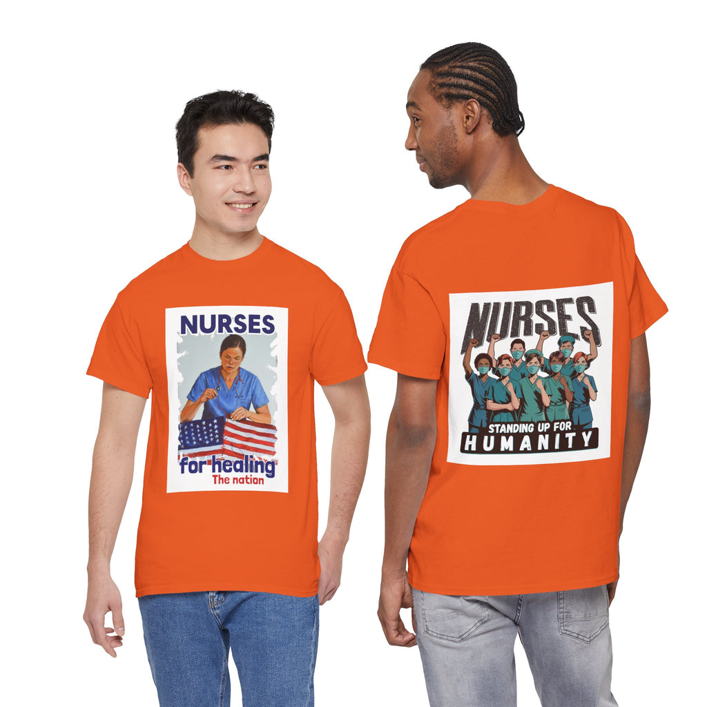 Unisex Medium fabric Cotton Tee - Nurses For Healing The Nation (front) - Nurses Standing Up For Humanity (back) - 100% cotton - NFH-T-G5000