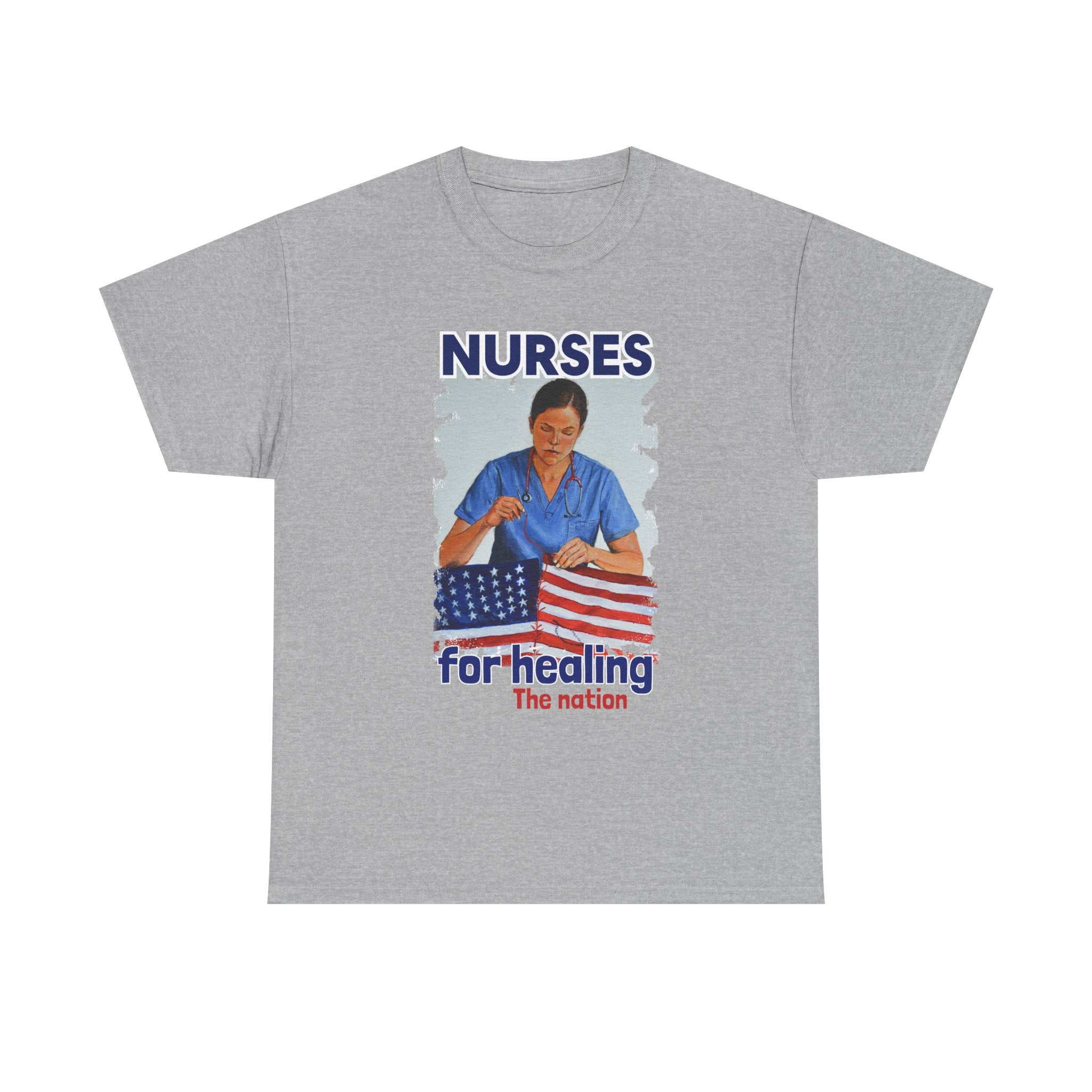 Unisex Medium fabric Cotton Tee - Nurses For Healing The Nation (front) - Nurses Standing Up For Humanity (back) - 100% cotton - NFH-T-G5000