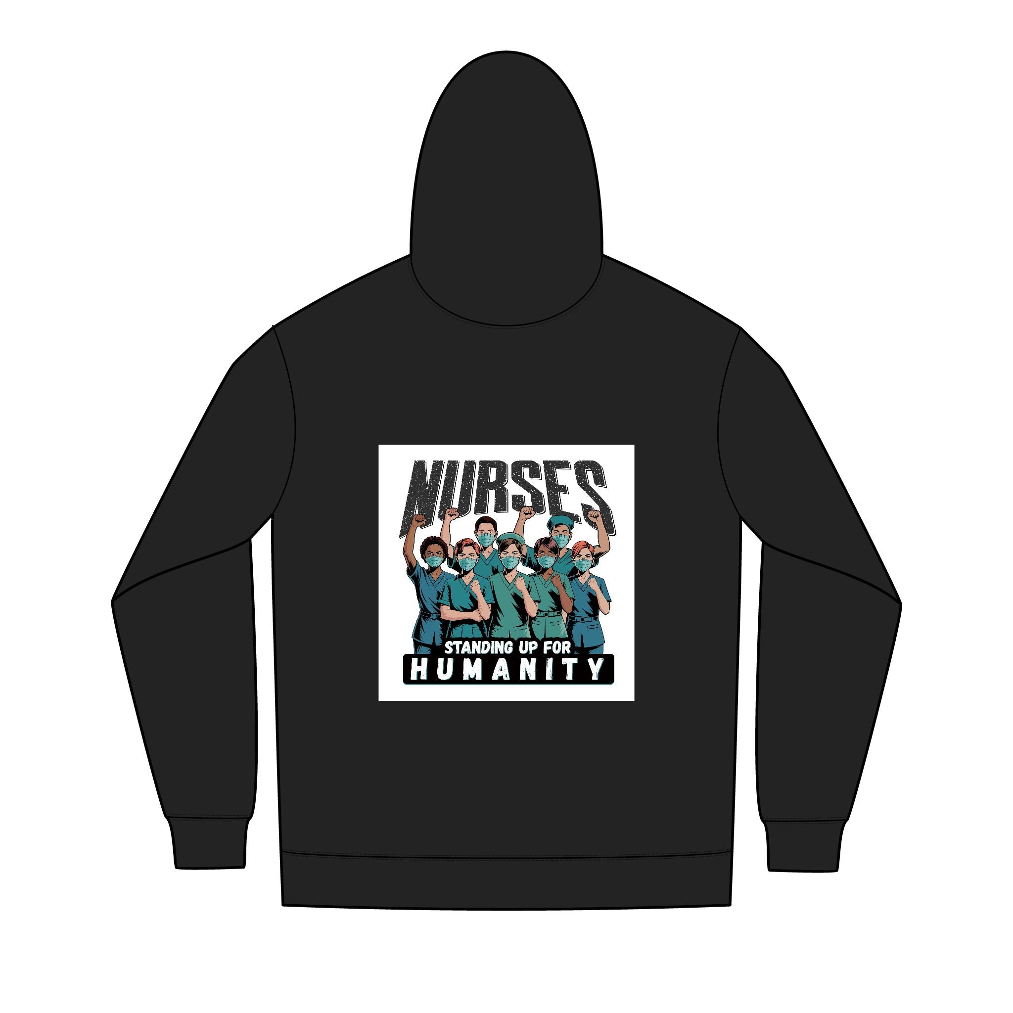 Men's Medium-heavy fabric Full-Zip Hoodie - Nurses For Healing The Nation (front) -  Nurses Standing Up For humanity (back) - 60% recycled cotton, 40% recycled polyester - NFH-Z-DT8102