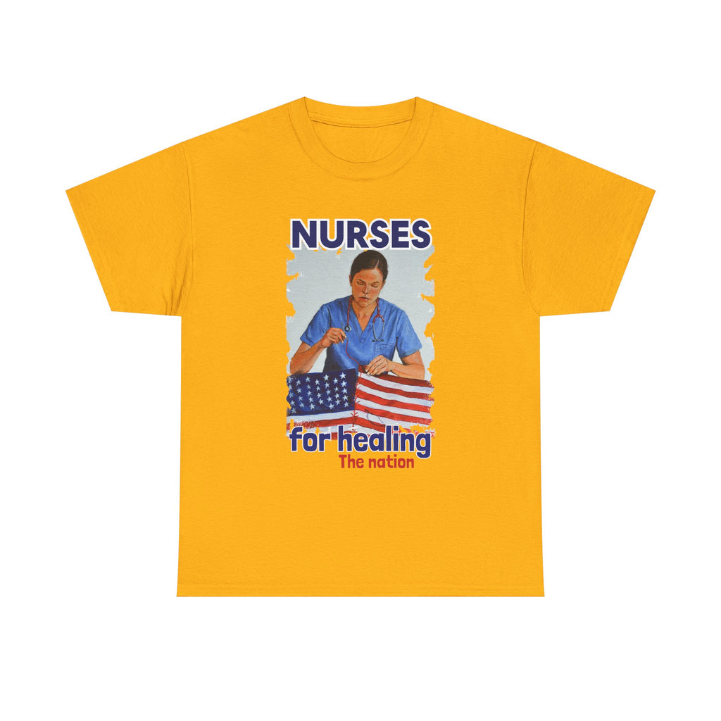 Unisex Medium fabric Cotton Tee - Nurses For Healing The Nation (front) - Nurses Standing Up For Humanity (back) - 100% cotton - NFH-T-G5000
