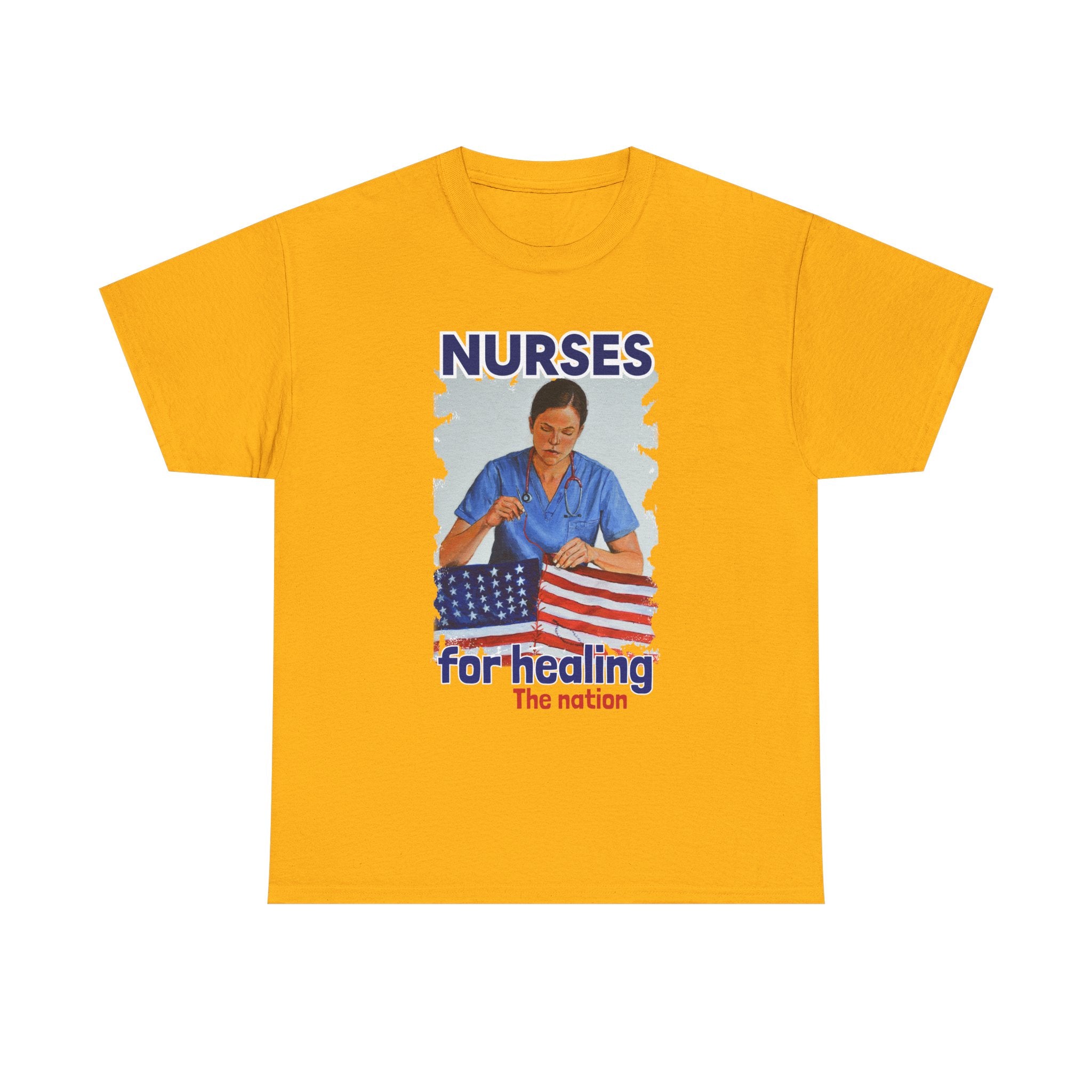 Unisex Medium fabric Cotton Tee - Nurses For Healing The Nation (front) - Nurses Standing Up For Humanity (back) - 100% cotton - NFH-T-G5000