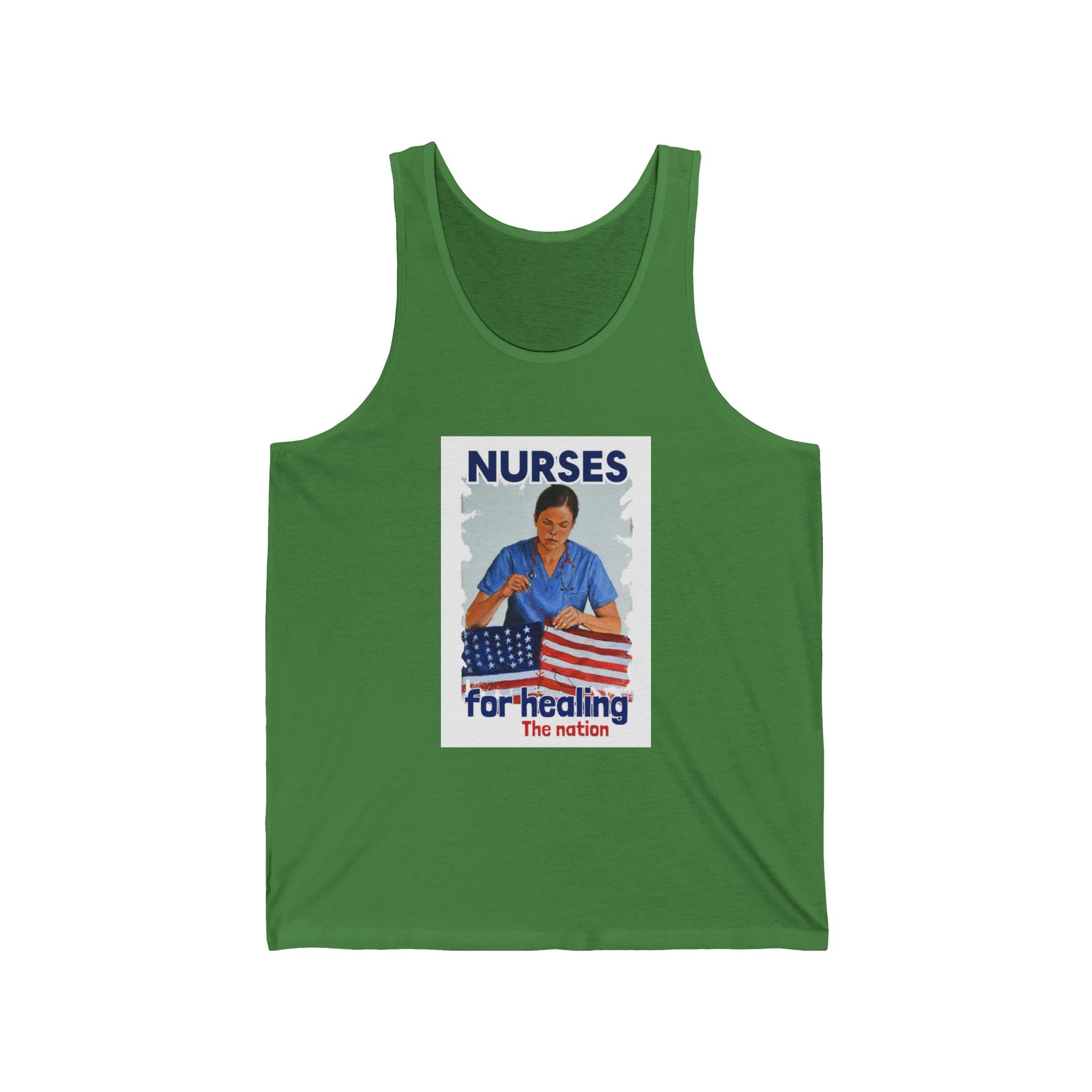 Unisex Light fabric Jersey Tank - Nurses For Healing The Nation (front) - Nurses Standing Up For Humanity (back) - 100% Airlume combed and ring-spun cotton - NFH-K-BC3480