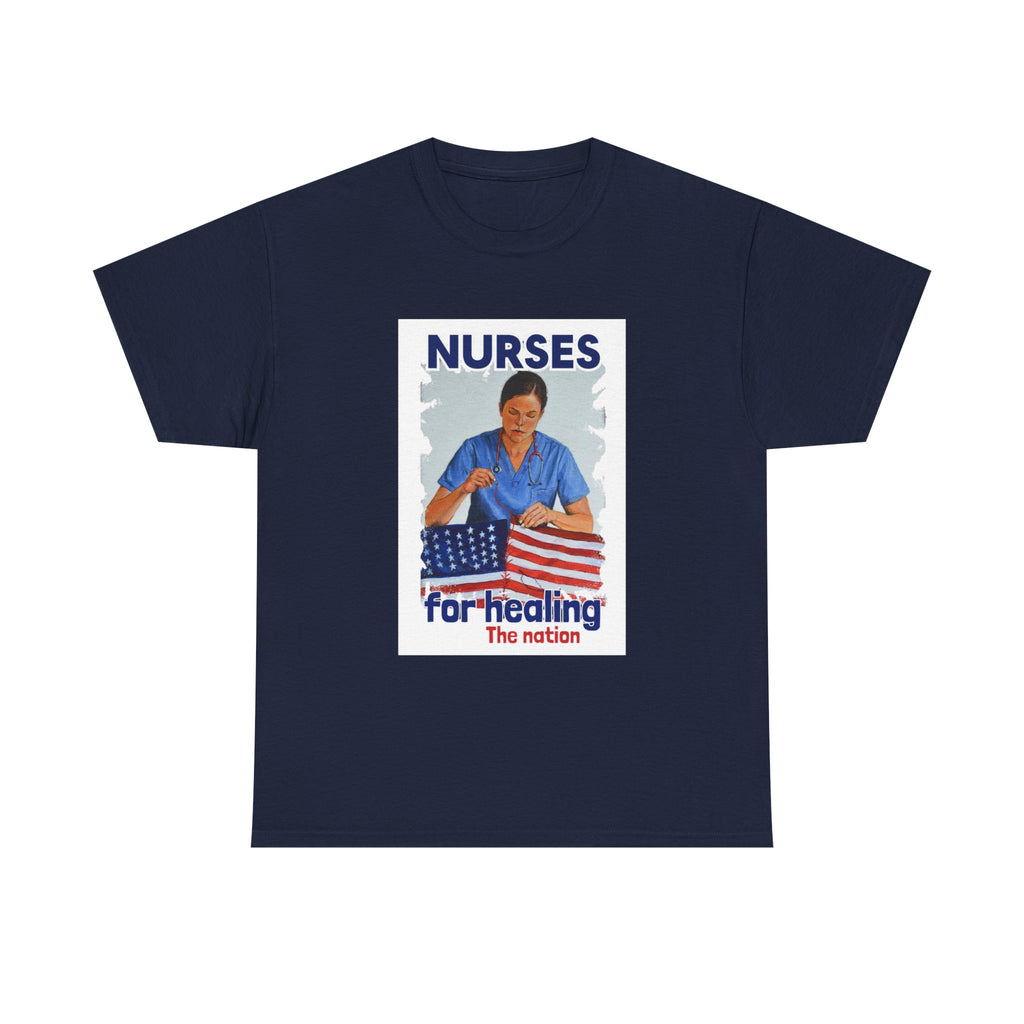 Unisex Medium fabric Cotton Tee - Nurses For Healing The Nation (front) - Nurses Standing Up For Humanity (back) - 100% cotton - NFH-T-G5000