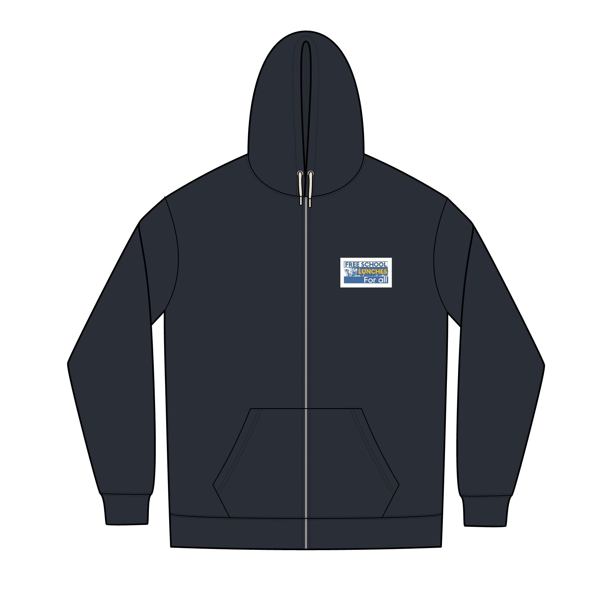 Men's Medium-heavy fabric Full-Zip Hoodie - Free School Lunches For All (front) - Nurses Against The Rich Starving The Poor (back) - 60% recycled cotton, 40% recycled polyester - NAH-Z-DT8102