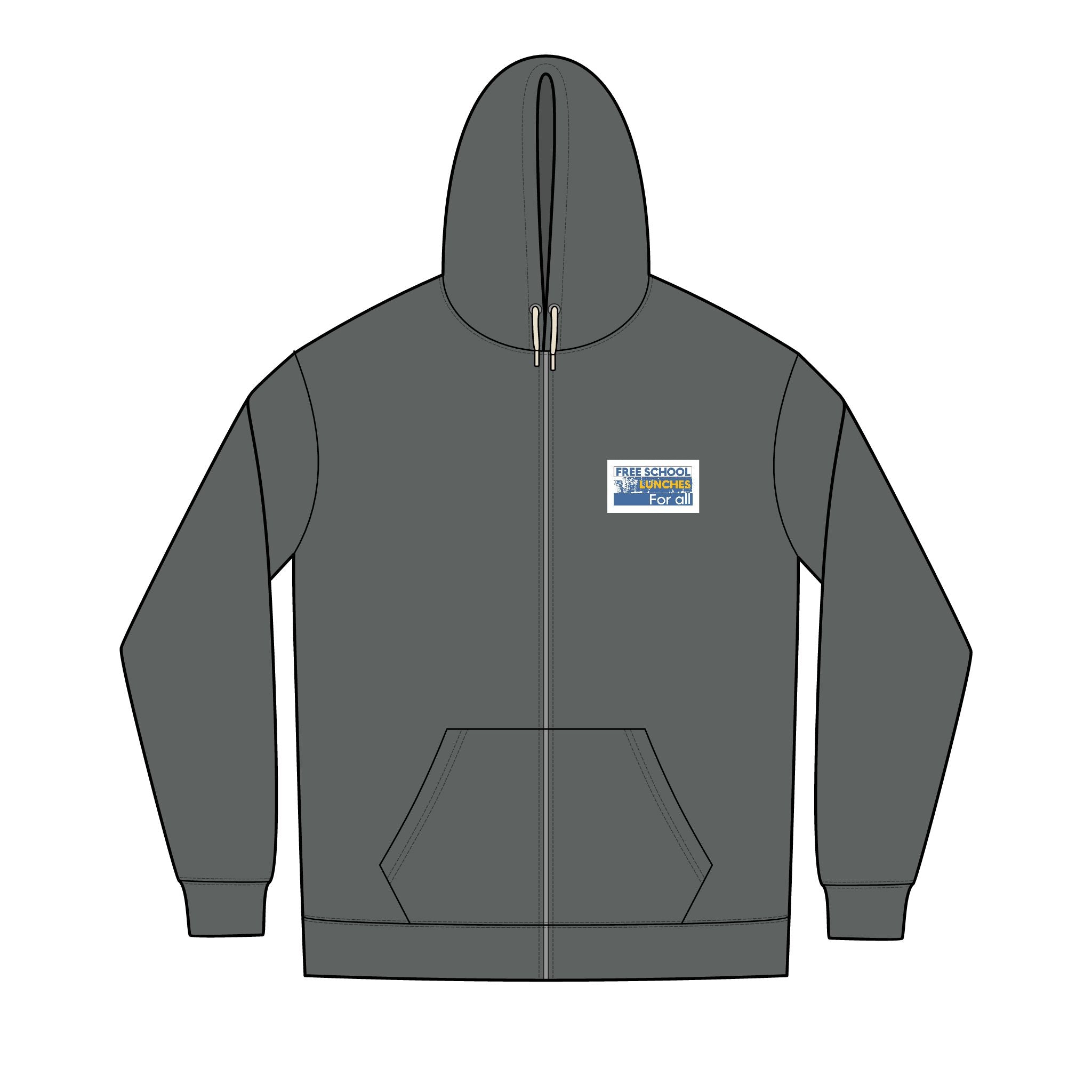 Men's Medium-heavy fabric Full-Zip Hoodie - Free School Lunches For All (front) - Nurses Against The Rich Starving The Poor (back) - 60% recycled cotton, 40% recycled polyester - NAH-Z-DT8102