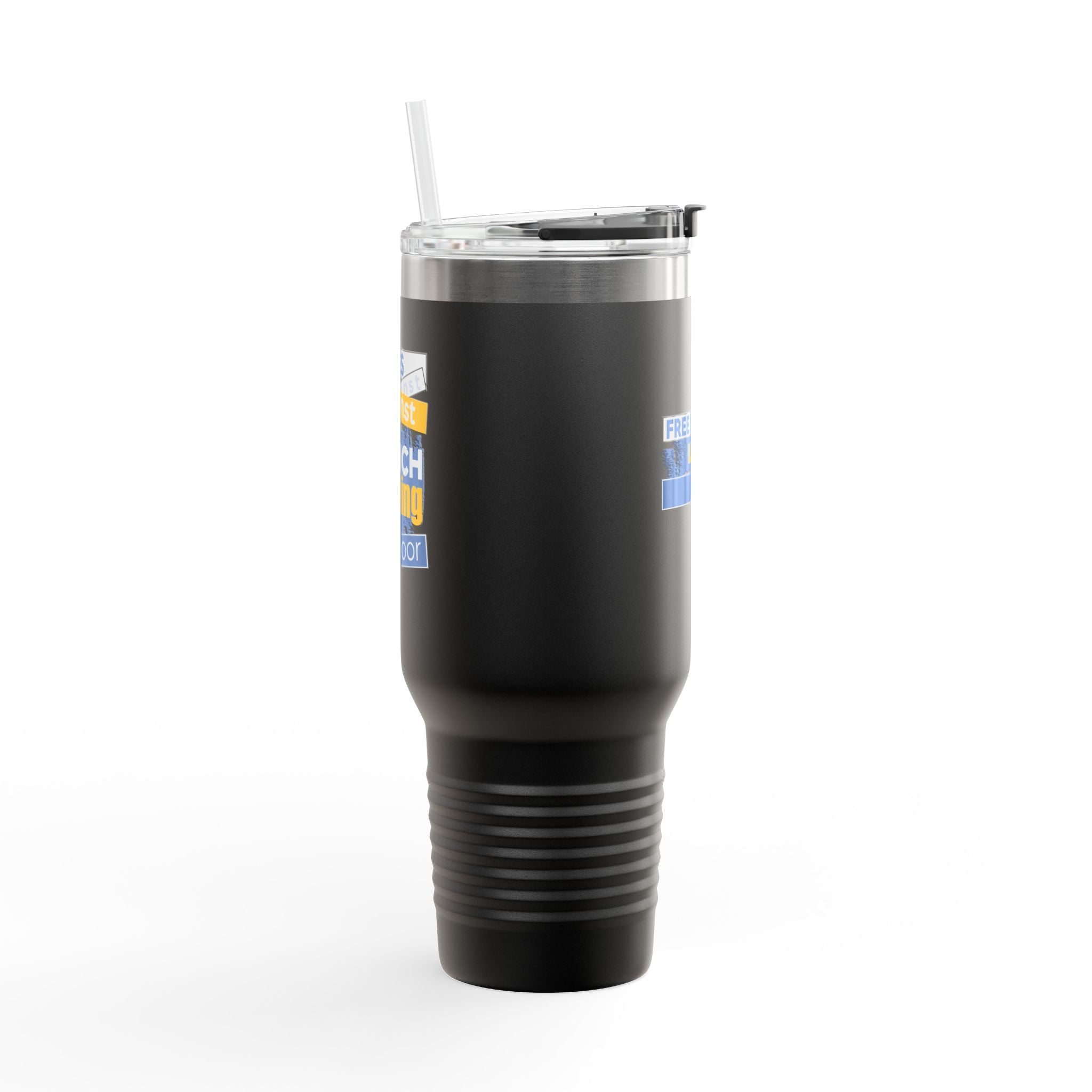 Travel Mug - Free School Lunches For All (front) - Nurses Against The Rich Starving The Poor (back) - 100% stainless steel (body) - NAH-TM-40oz