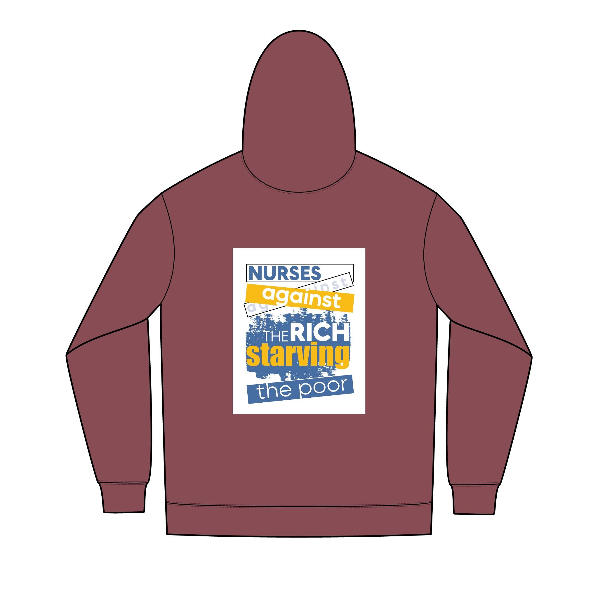 Men's Medium-heavy fabric Full-Zip Hoodie - Free School Lunches For All (front) - Nurses Against The Rich Starving The Poor (back) - 60% recycled cotton, 40% recycled polyester - NAH-Z-DT8102