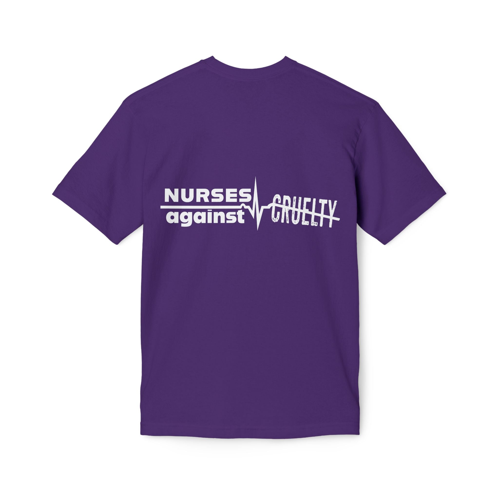 Unisex Midweight T-shirt, Nurses Against Fascism (front) - Nurses Against Cruelty (back) - 100% Polyster - NAF-T-BS5040
