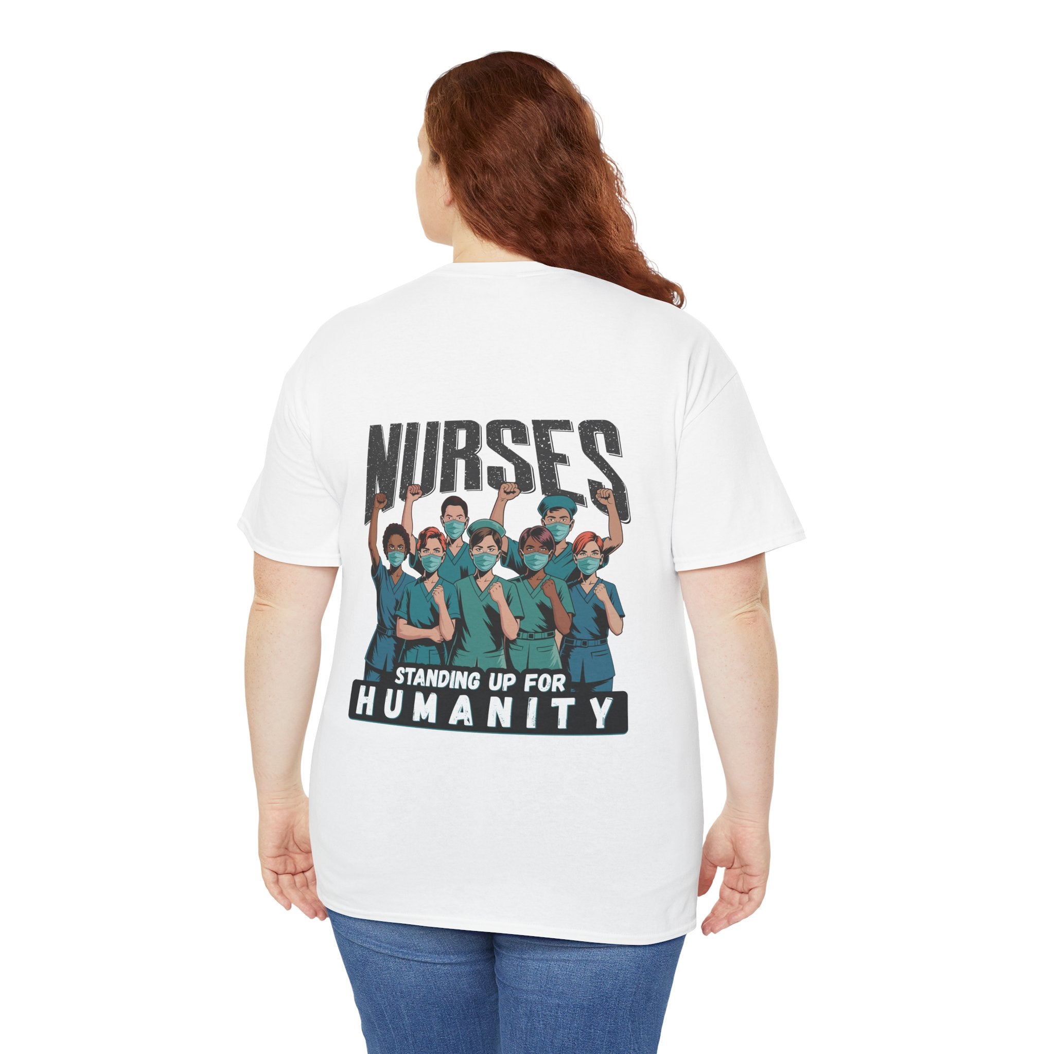 Unisex Medium fabric Cotton Tee - Nurses For Healing The Nation (front) - Nurses Standing Up For Humanity (back) - 100% cotton - NFH-T-G5000