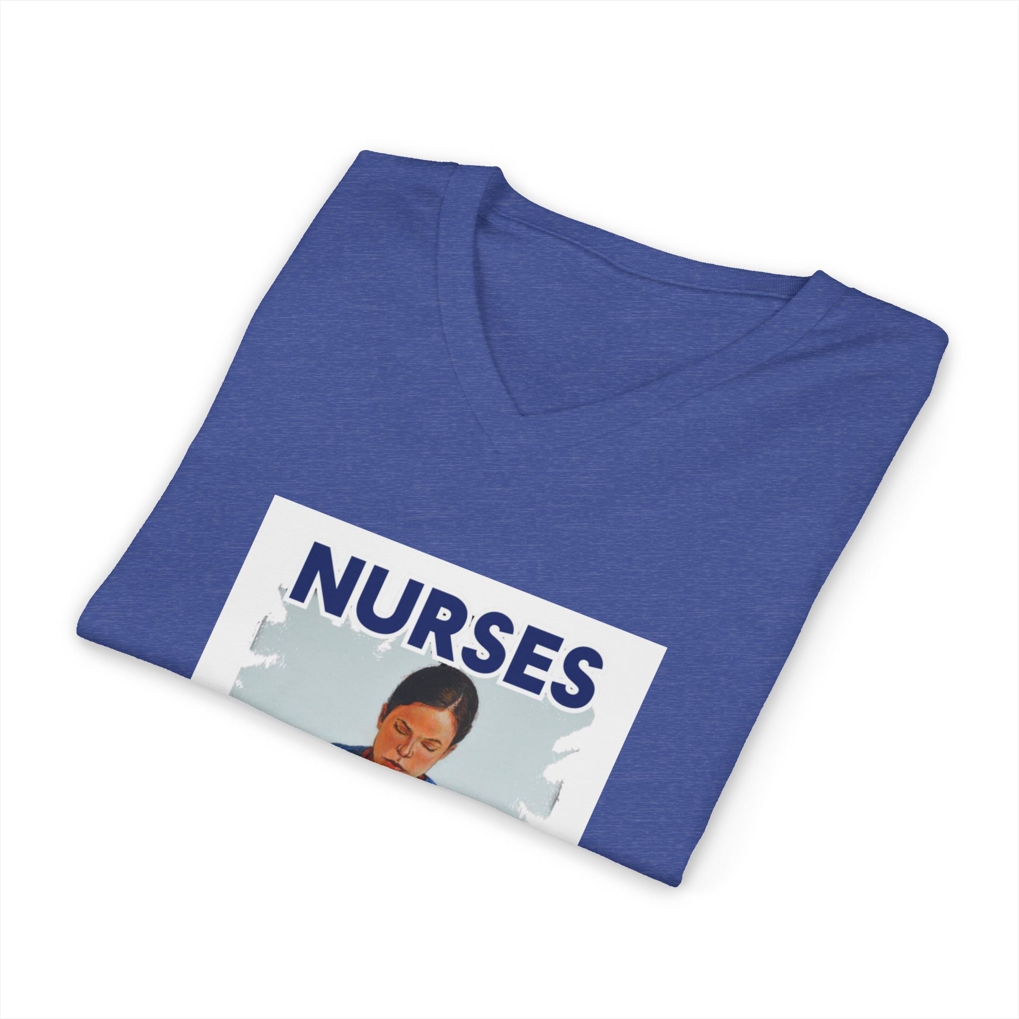 Unisex Lightweight fabric Jersey Short Sleeve V-Neck Tee - Nurses For Healing The Nation (front) - Nurses Standing Up For Humanity (back) - 100% cotton fabric - NFH-V-BC3005