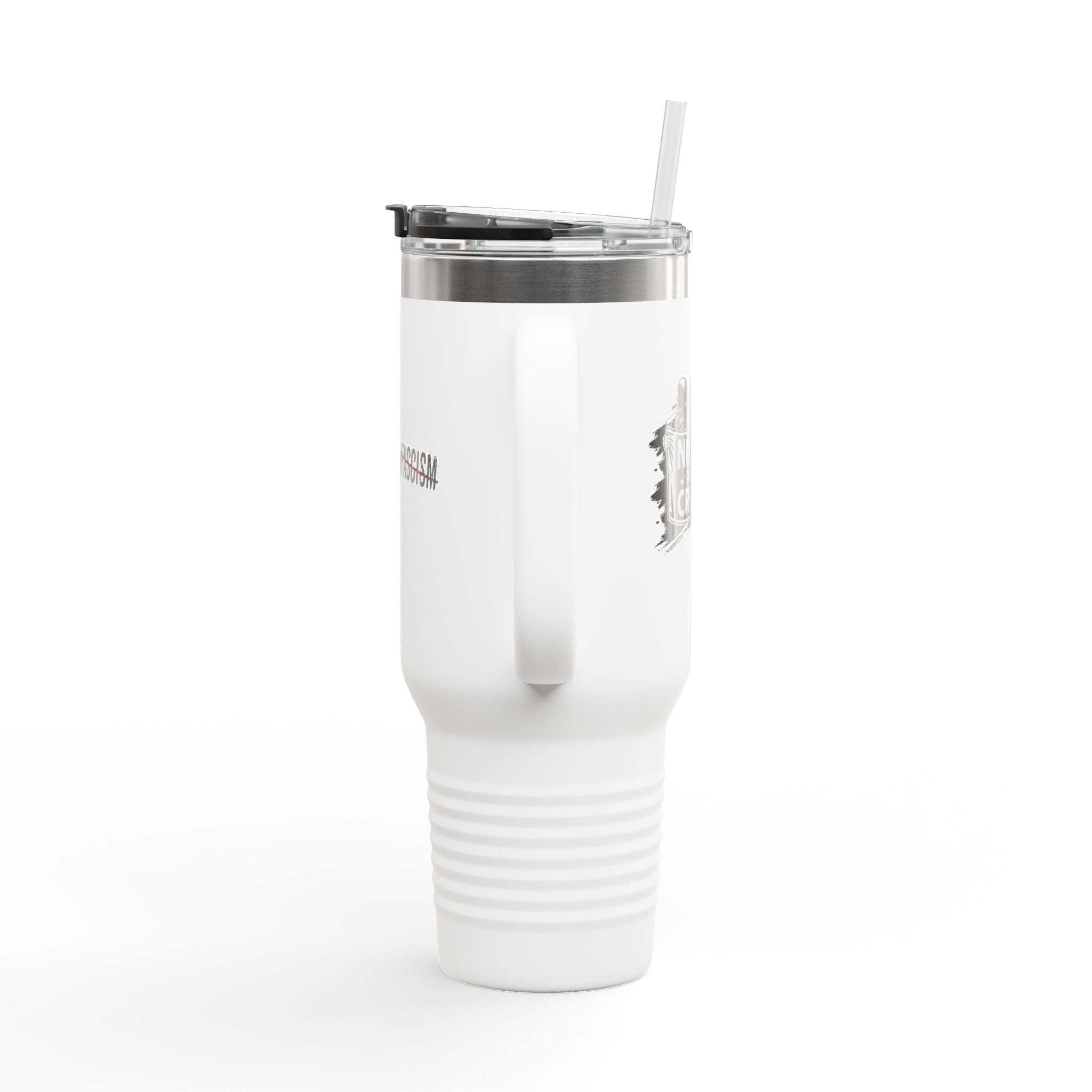 Travel Mug - Nurses Against Fascism (right) - Nurses Against Cruelty (left) - 100% stainless steel (body) - NAF-TM-40oz