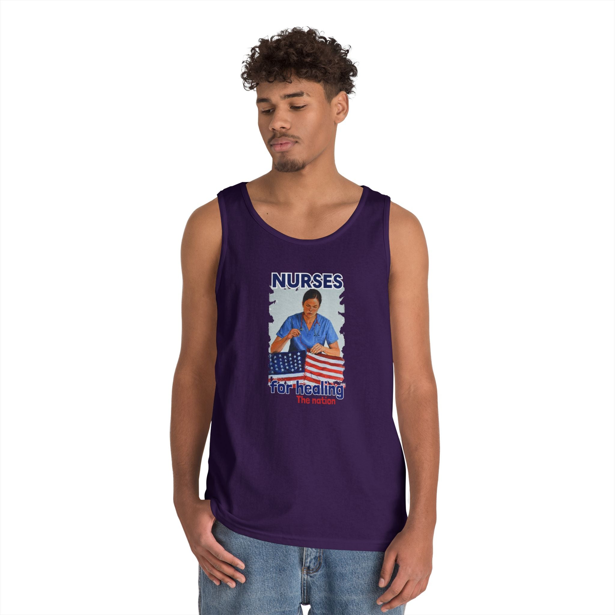 Unisex Medium fabric Cotton Tank Top - Nurses For Healing The Nation (front) - Nurses Standing Up For Humanity (back) - 100% cotton - NFH-K-G5200