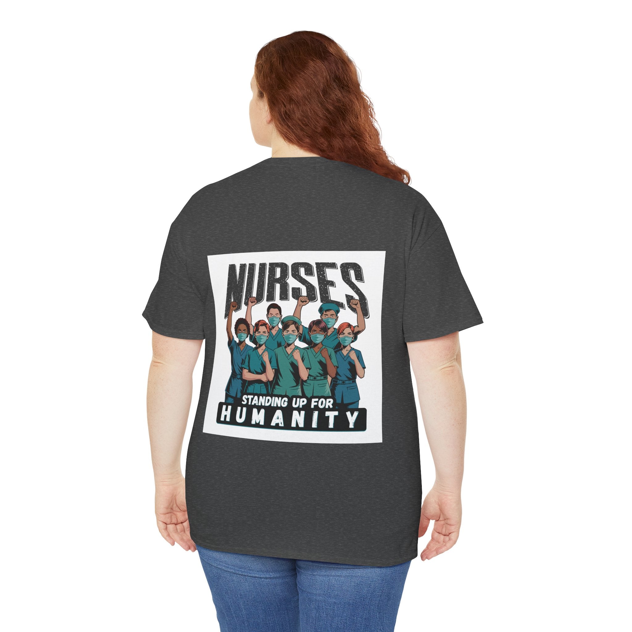 Unisex Medium fabric Cotton Tee - Nurses For Healing The Nation (front) - Nurses Standing Up For Humanity (back) - 100% cotton - NFH-T-G5000