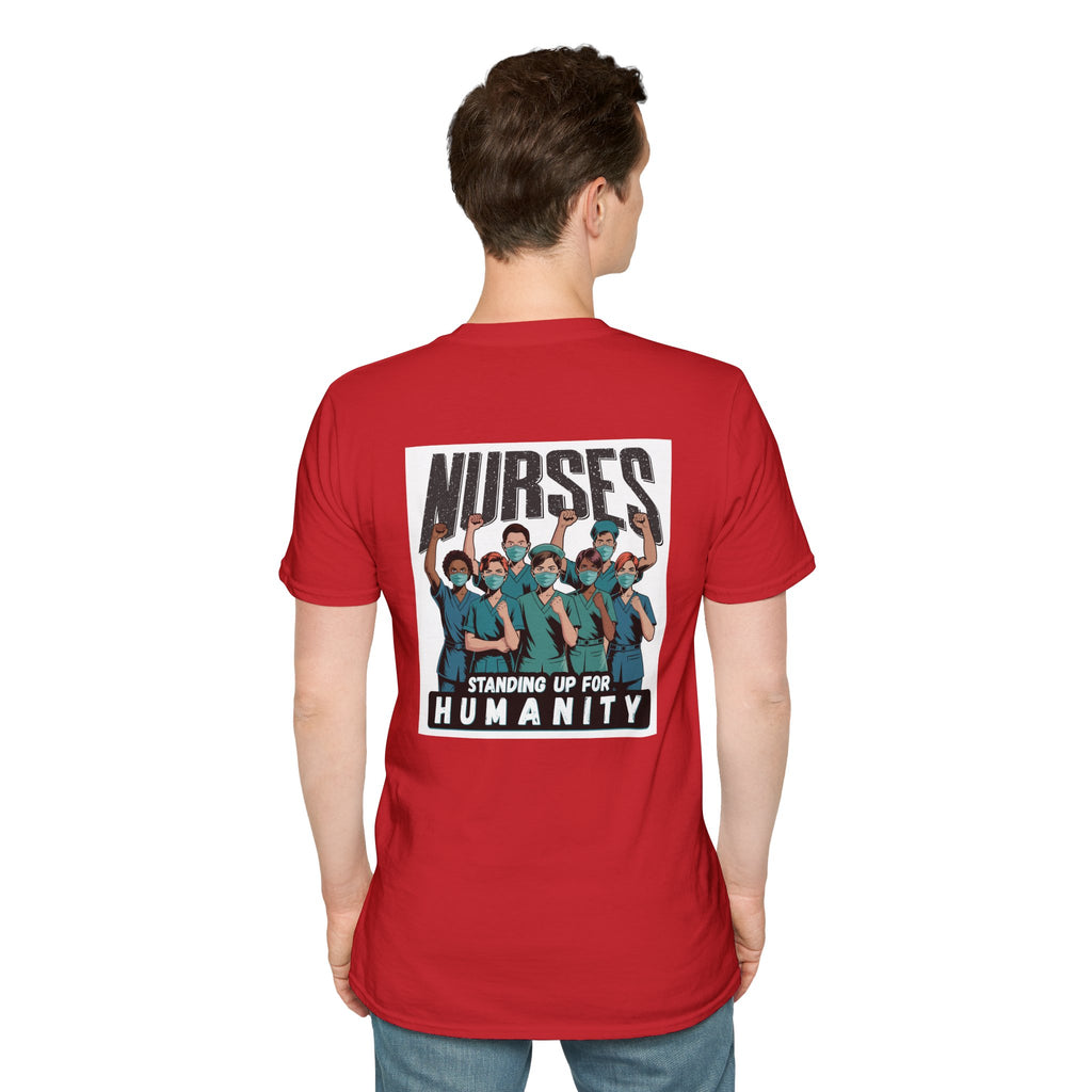 Unisex Lightweight fabric T-Shirt - Nurses For Healing The Nation (front) - Nurses Standing Up For Humanity (back) - 100% ring-spun cotton - NFH-T-G64000