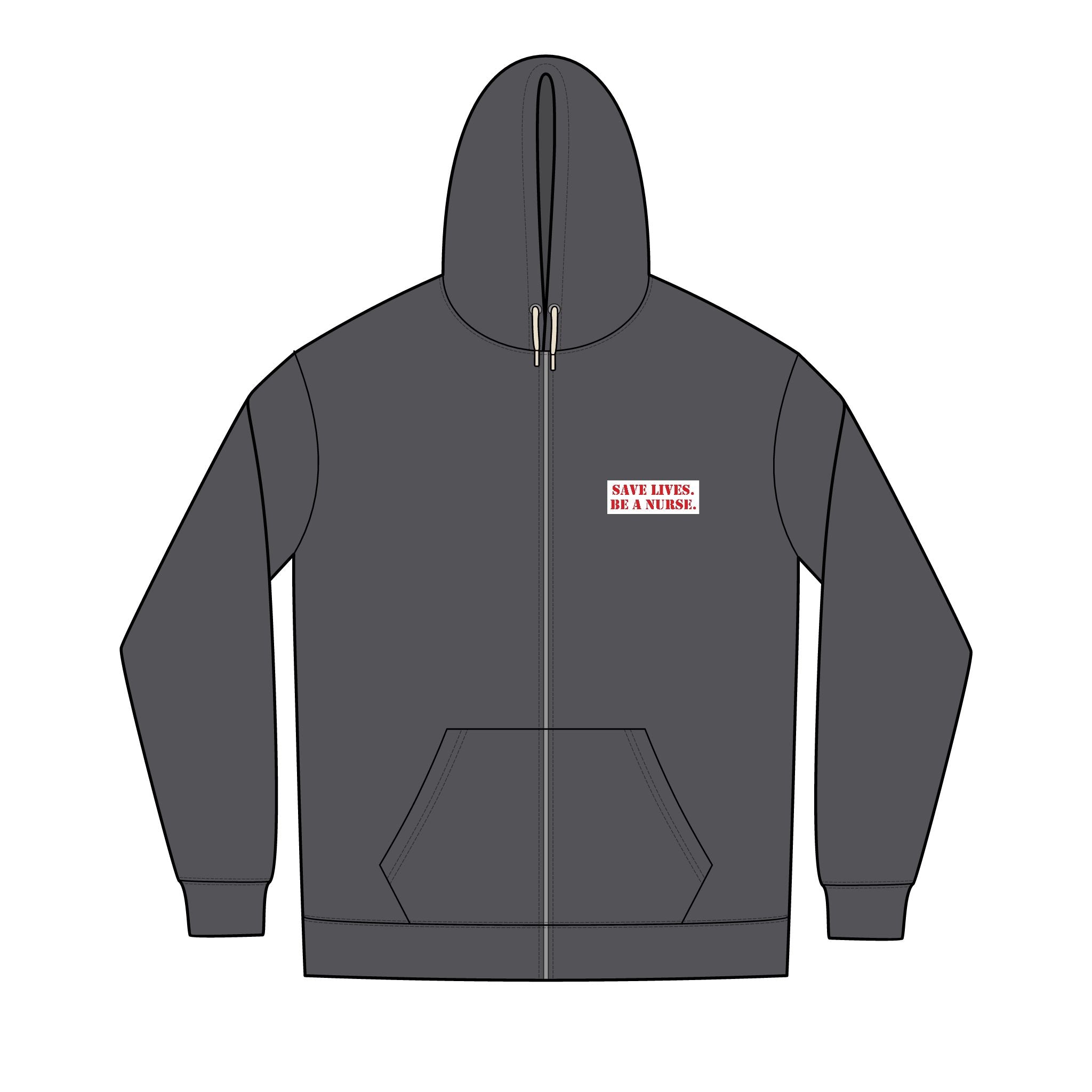 Men's District® Medium-heavy fabric Full-Zip Hoodie - Save Lives Be A Nurse (front) - Not Your Mom (back) - 60% recycled cotton, 40% recycled polyester - SLA-Z-DT8102