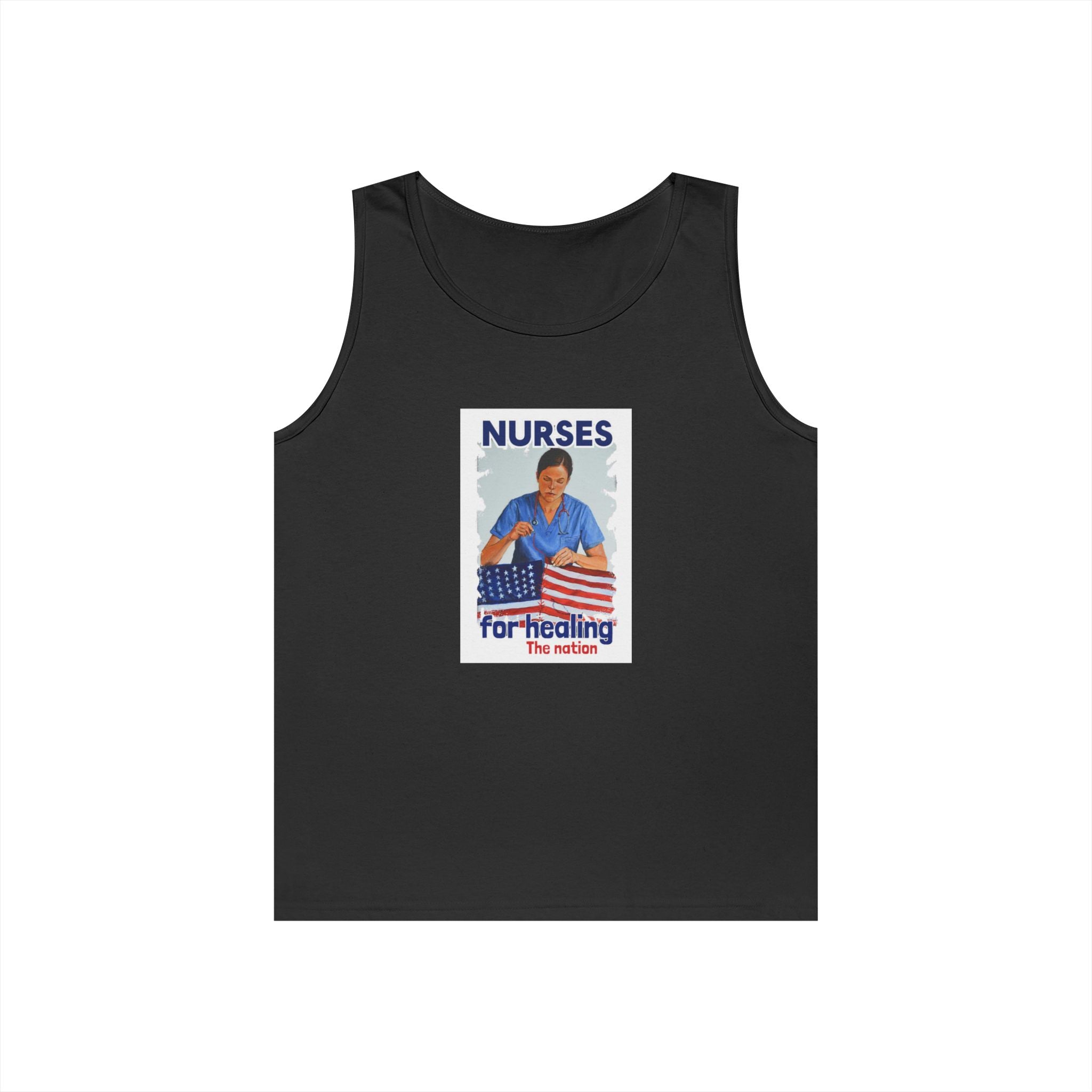 Unisex Medium fabric Cotton Tank Top - Nurses For Healing The Nation (front) - Nurses Standing Up For Humanity (back) - 100% cotton - NFH-K-G5200