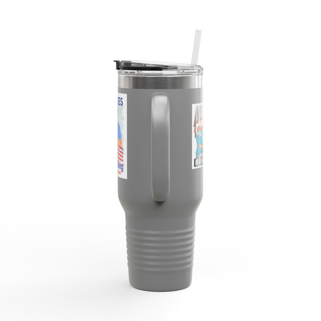 Travel Mug - Nurses For Healing The Nation (front) - Nurses Standing Up For Humanity (back) - 100% stainless steel (body) - NFH-TM-40oz