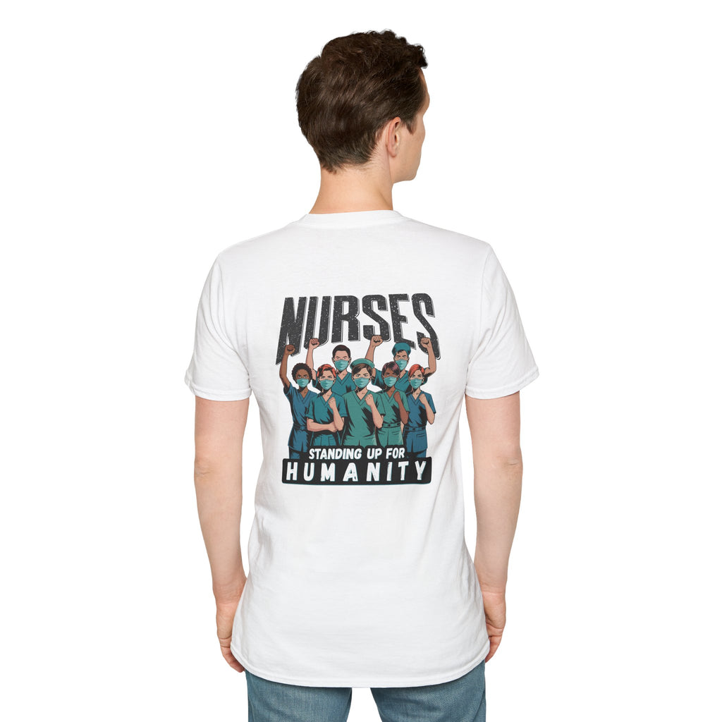 Unisex Lightweight fabric T-Shirt - Nurses For Healing The Nation (front) - Nurses Standing Up For Humanity (back) - 100% ring-spun cotton - NFH-T-G64000