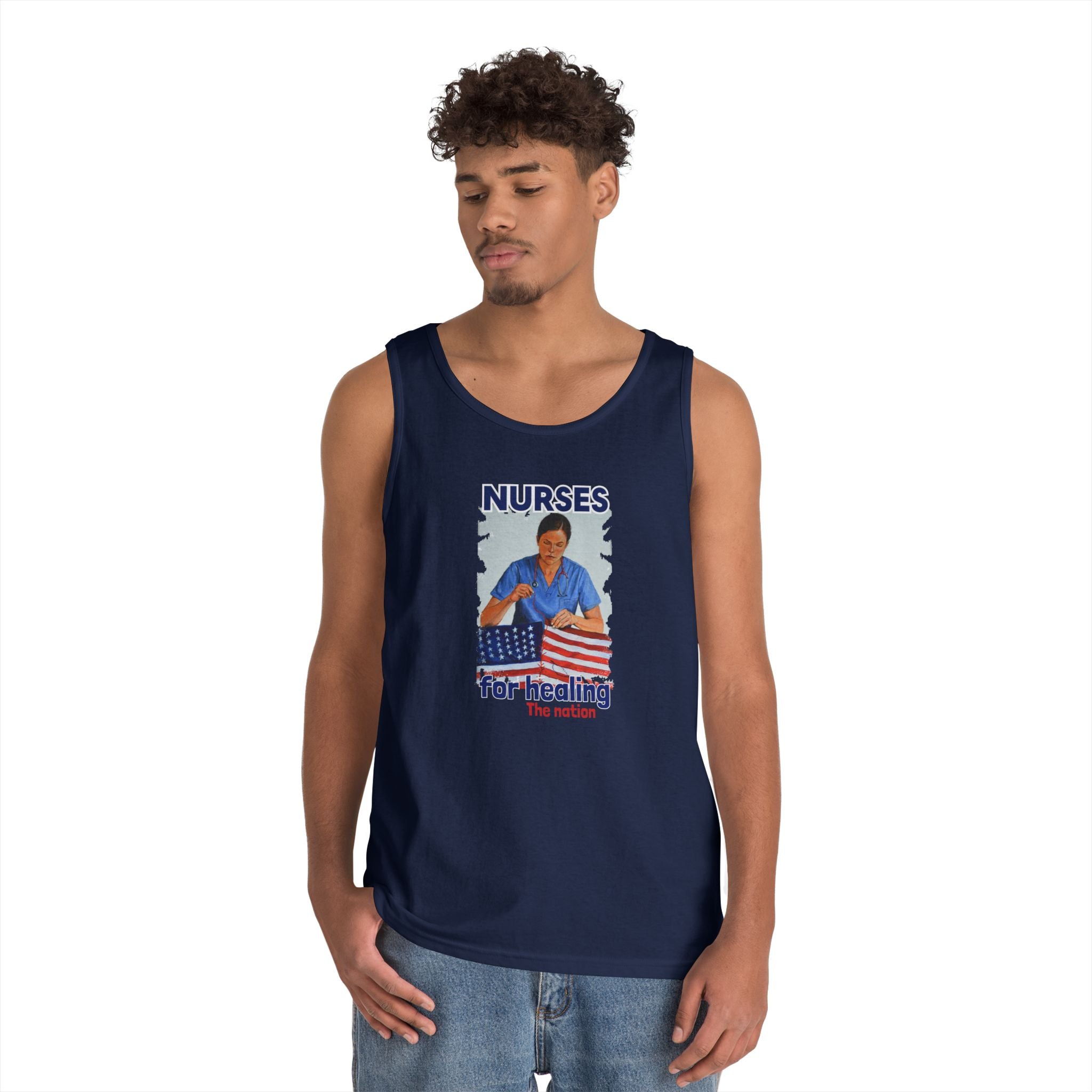 Unisex Medium fabric Cotton Tank Top - Nurses For Healing The Nation (front) - Nurses Standing Up For Humanity (back) - 100% cotton - NFH-K-G5200