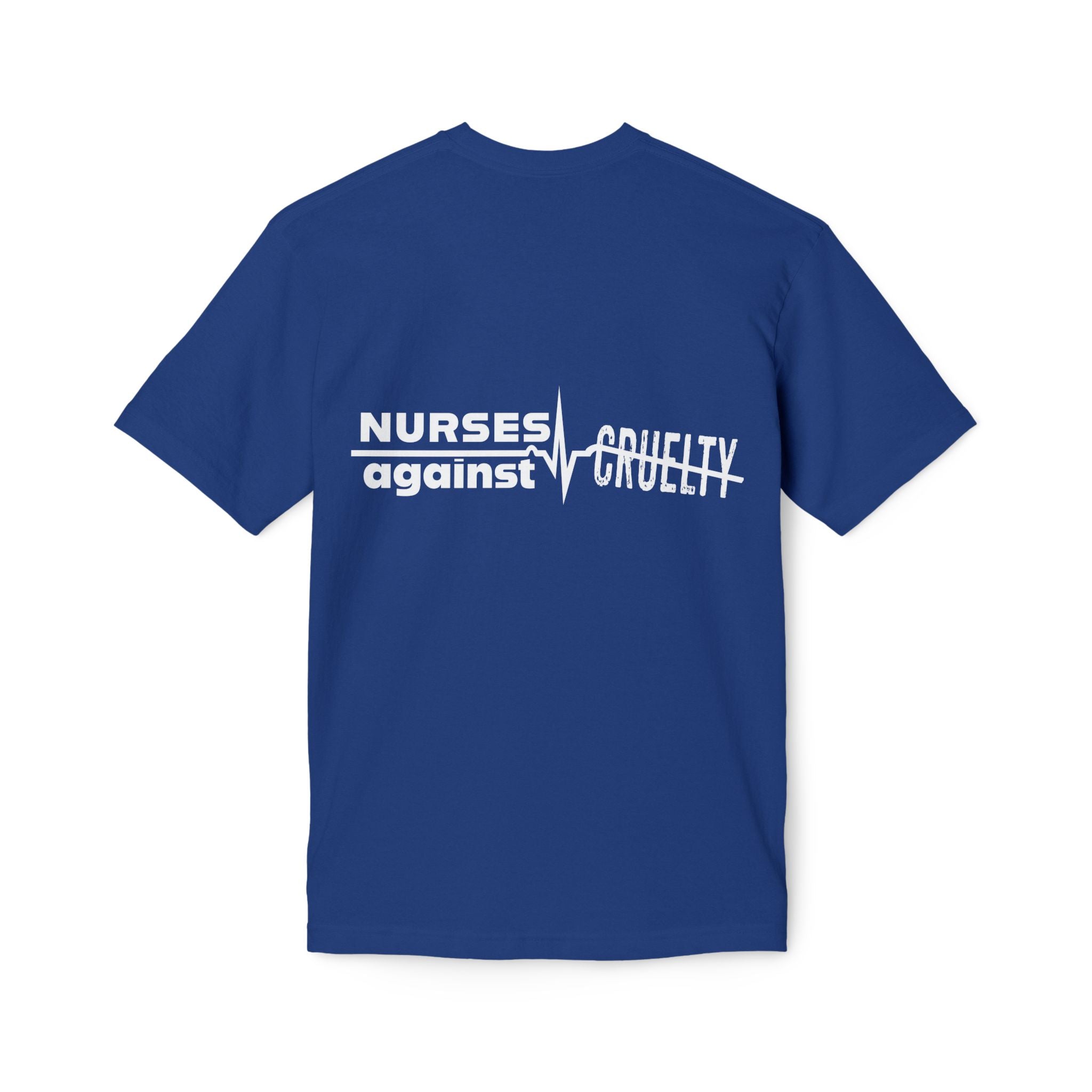 Unisex Midweight T-shirt, Nurses Against Fascism (front) - Nurses Against Cruelty (back) - 100% Polyster - NAF-T-BS5040