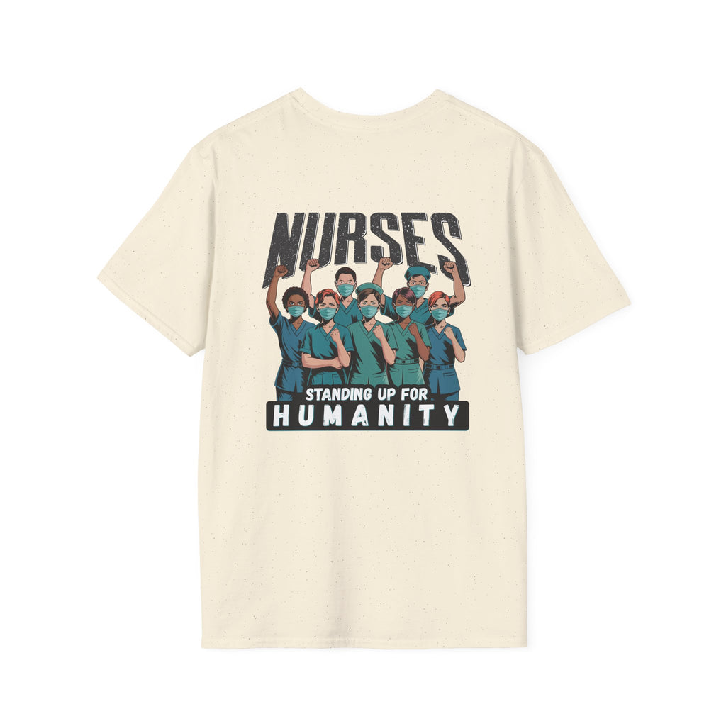 Unisex Lightweight fabric T-Shirt - Nurses For Healing The Nation (front) - Nurses Standing Up For Humanity (back) - 100% ring-spun cotton - NFH-T-G64000