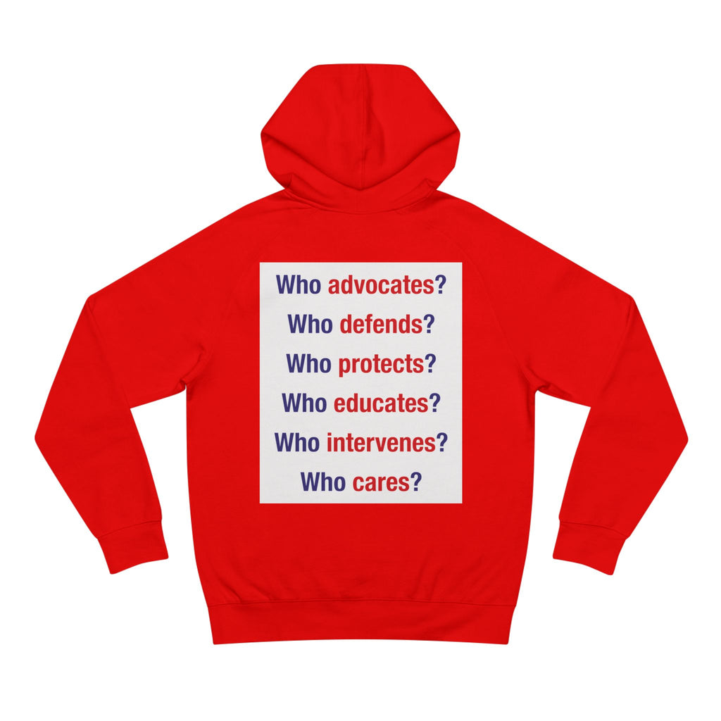 Unisex Mid-weight Hoodie - Save Lives Be A Nurse (front) - Who Advocates? Who Defend? (back) - 80% cotton, 20% Polyester - SLA-H-AC5101