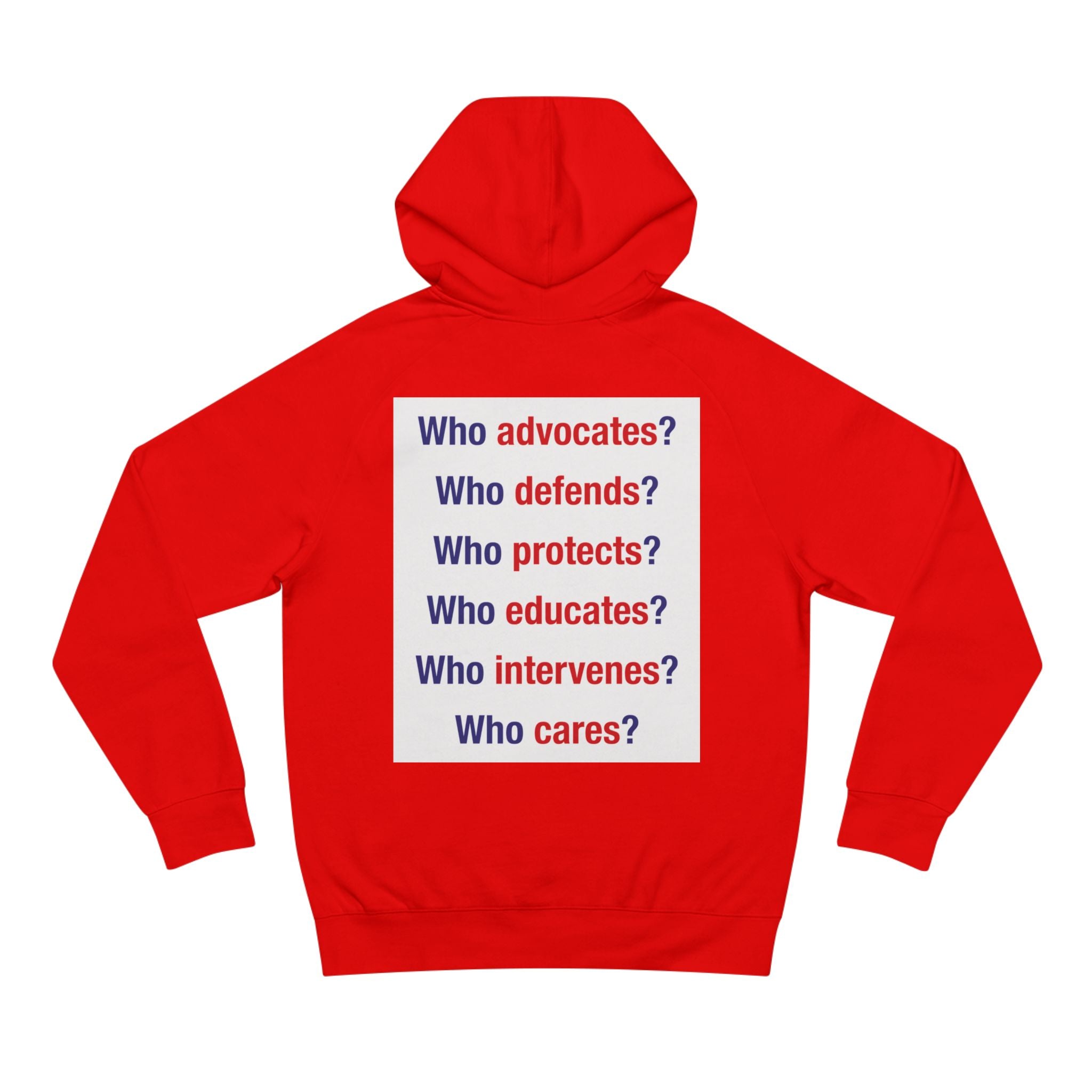 Unisex Mid-weight Hoodie - Save Lives Be A Nurse (front) - Who Advocates? Who Defend? (back) - 80% cotton, 20% Polyester - SLA-H-AC5101