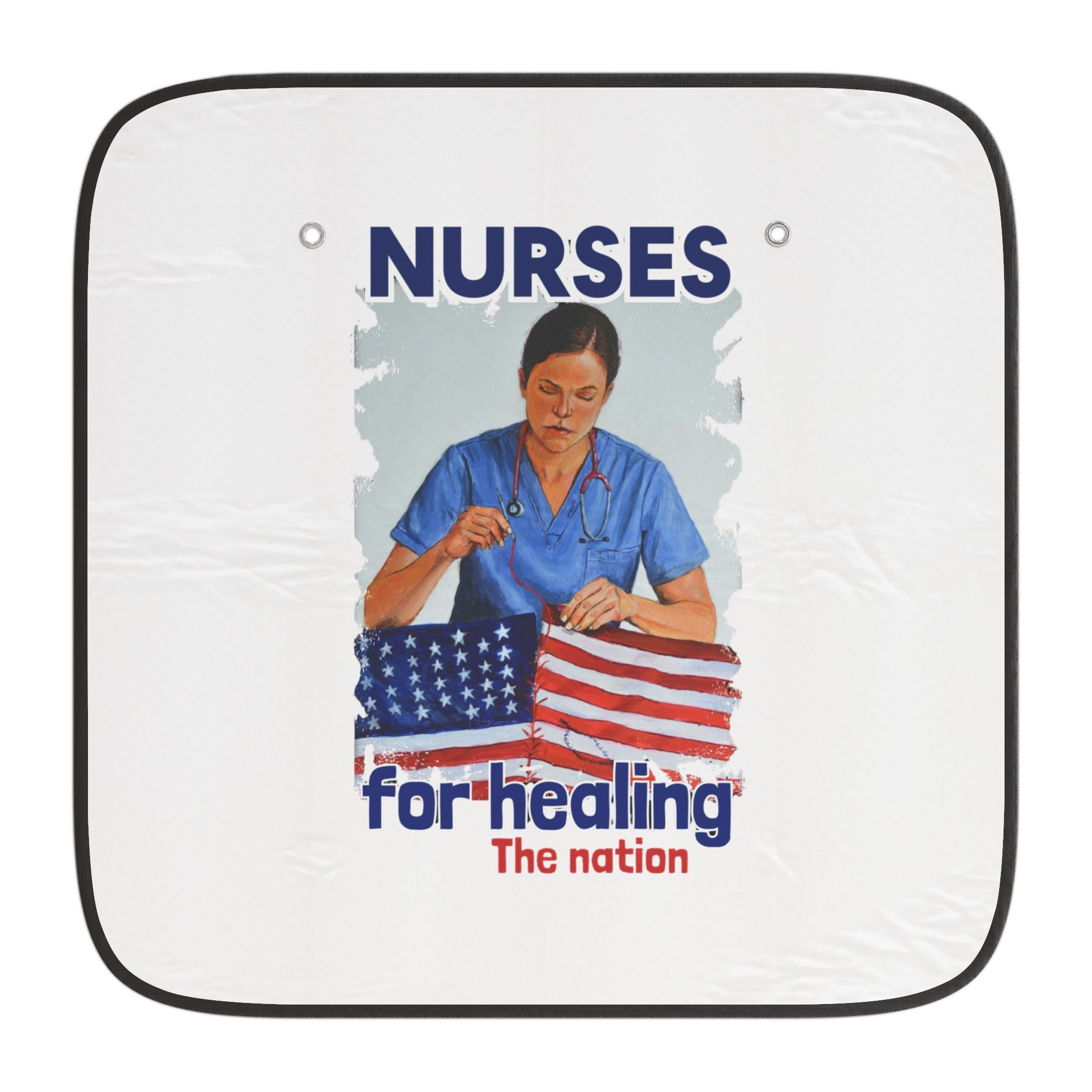 Unisex Car Sun Shade - Nurses For Healing The Nation (front) -  100% Polyester & 100% Aluminized film cushion - NFH-CA-02